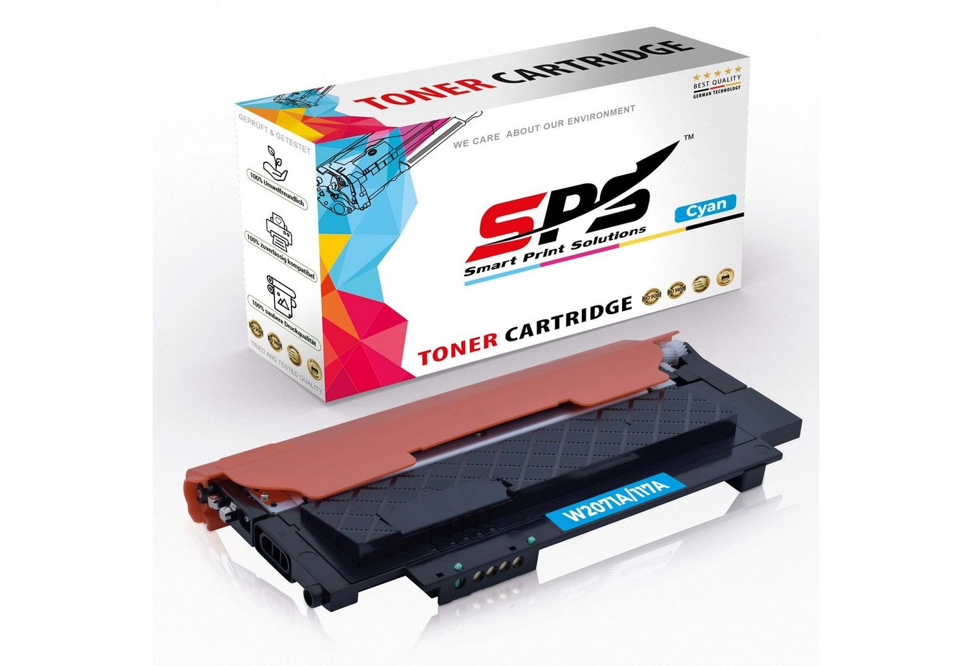 SPS Tonerkartusche Kompatibel für HP Color Laser MFP 179FNW / W2071A / 117A Toner Cyan, (1er Pack, 1-St., 1 x Toner (Für HP W2071A Cyan)