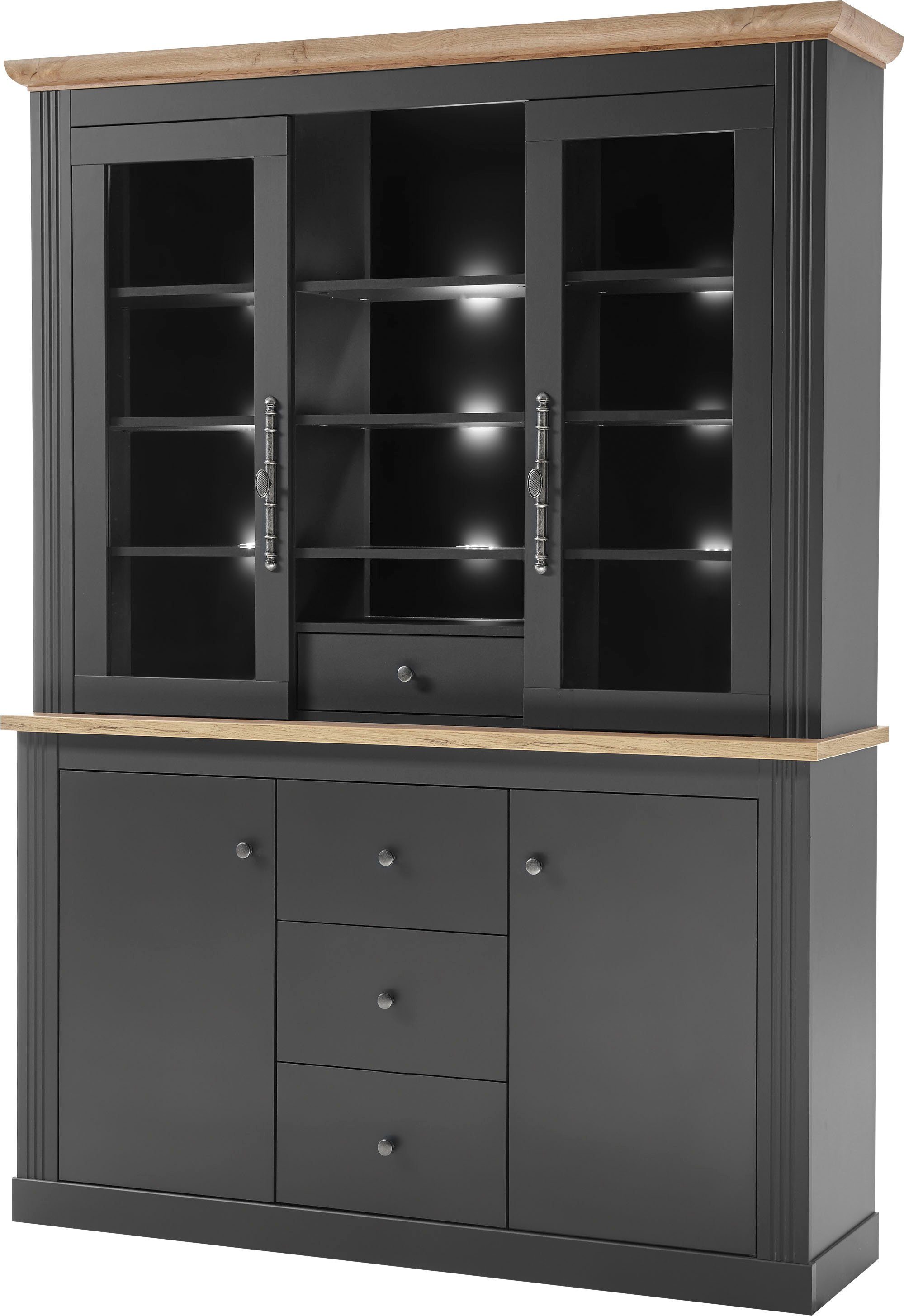 OTTO home Buffet Westminster, Buffetschrank im Landhausstil, Schrank, Hochschrank Metallgriffe, ausreichend Stauraum, in 2 Farben erhältlich