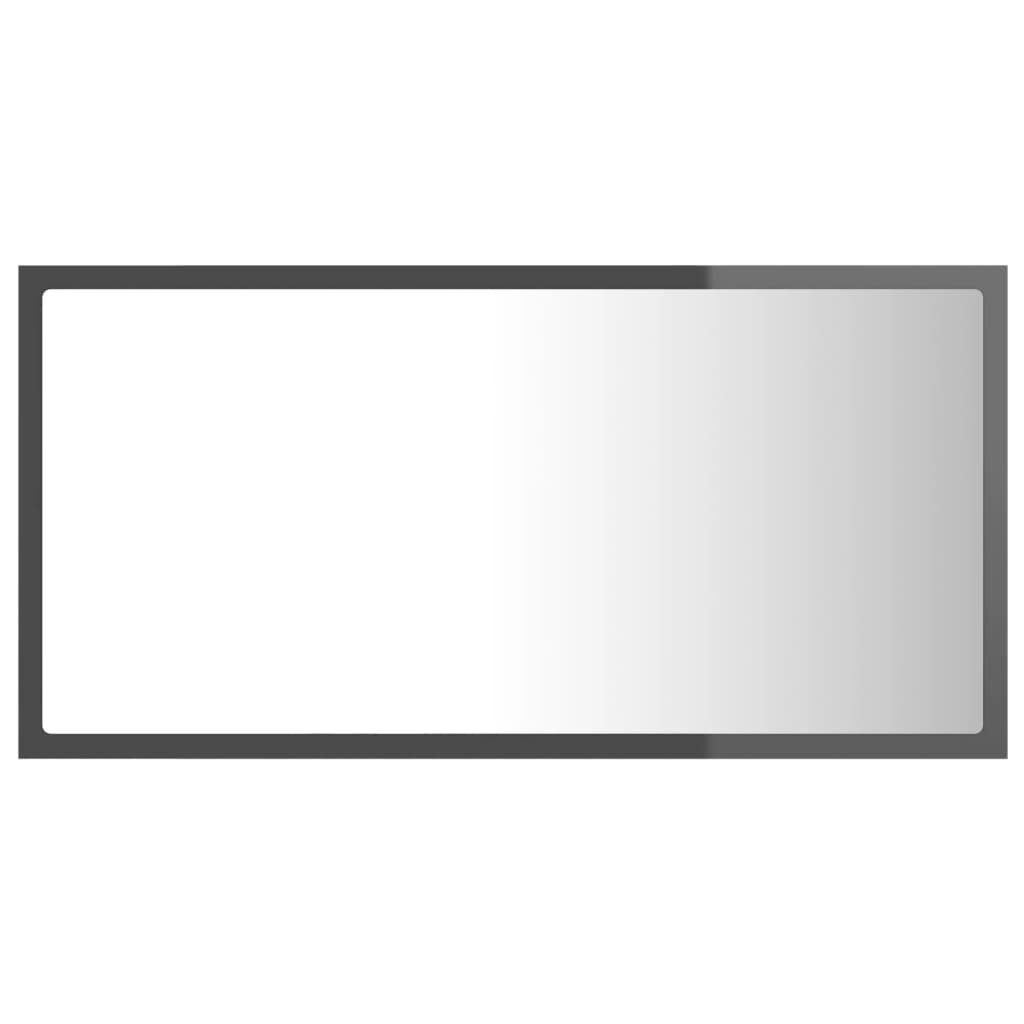 vidaXL Badezimmerspiegelschrank Acryl LED-Badspiegel cm (1-St) Hochglanz-Grau 80x8,5x37