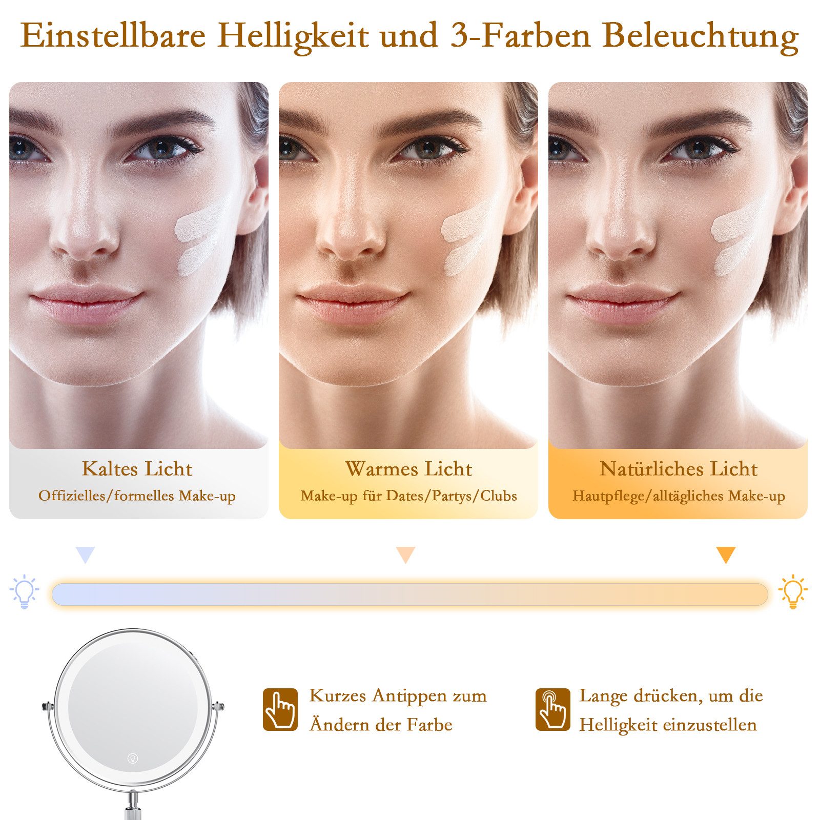 skelo Kosmetikspiegel Schminkspiegel mit Beleuchtung, 10-fach günstig online kaufen