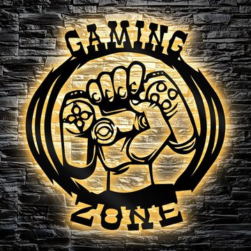 LEON FOLIEN Dekofigur Led Gaming Zone Schild - Gamer Geschenke Schwarz #54