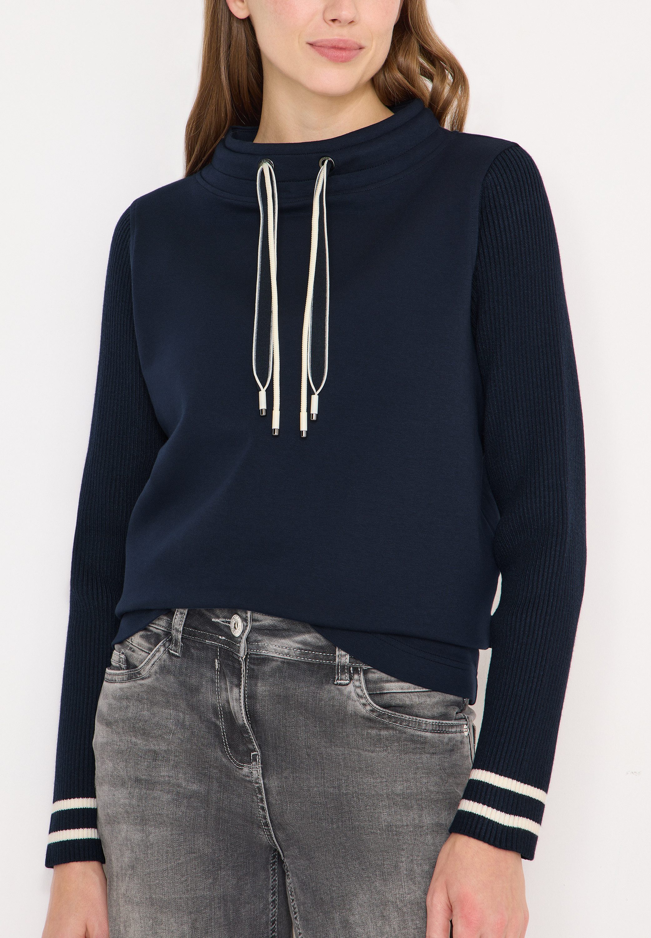 CECIL Sweatshirt mit Strickärmeln und College Details