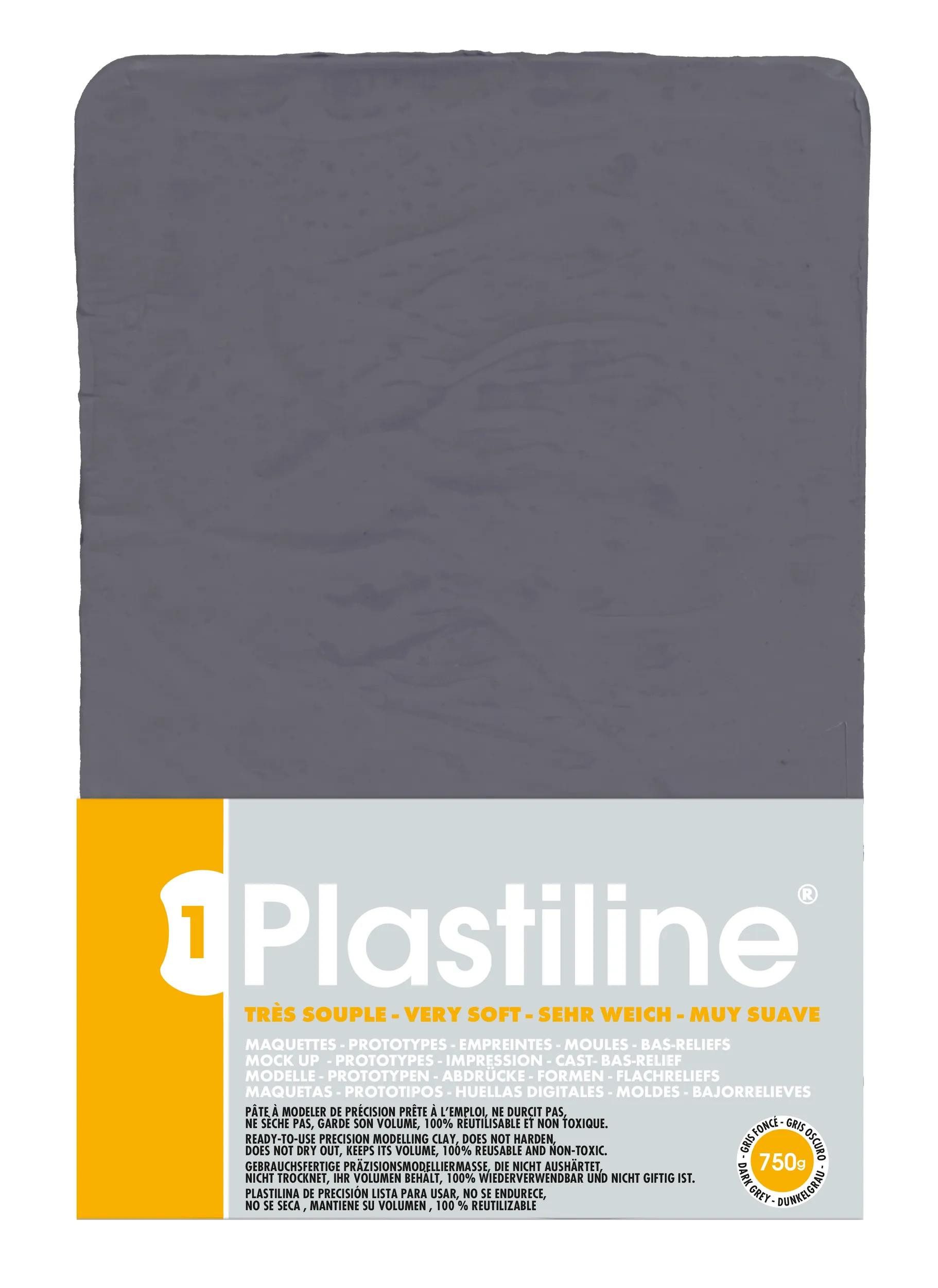 Plastiline Knete Plastiline, Block 750g, Härtegrad 1 (sehr weich) - Dunkelgrau 7740T