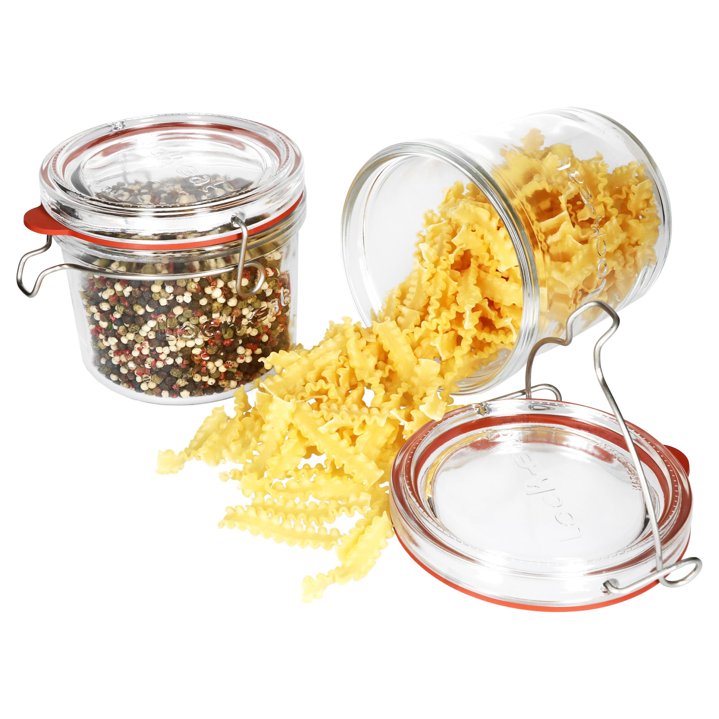 Luigi Bormioli Vorratsglas 2er Set Lock-Eat Einmachgläser mit Deckel - 0,5L + 0,75L, Glas