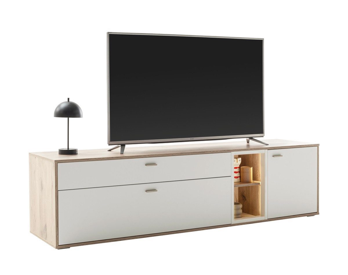 MCA furniture Sideboard Lowboard TV-Board Santerno, weiß / Wildeiche ohne LED Beleuchtung