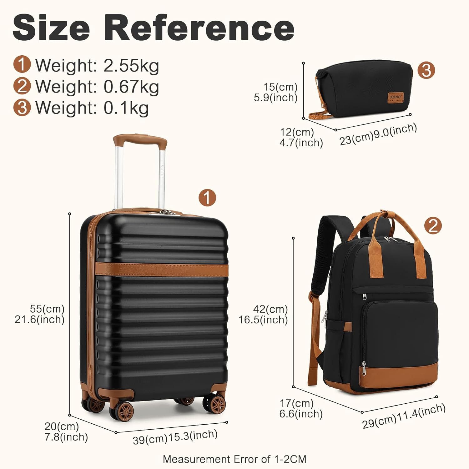KONO Trolley Handgepäck Koffer Reisekoffer von ABS+PC Hartschalenkoffer günstig online kaufen