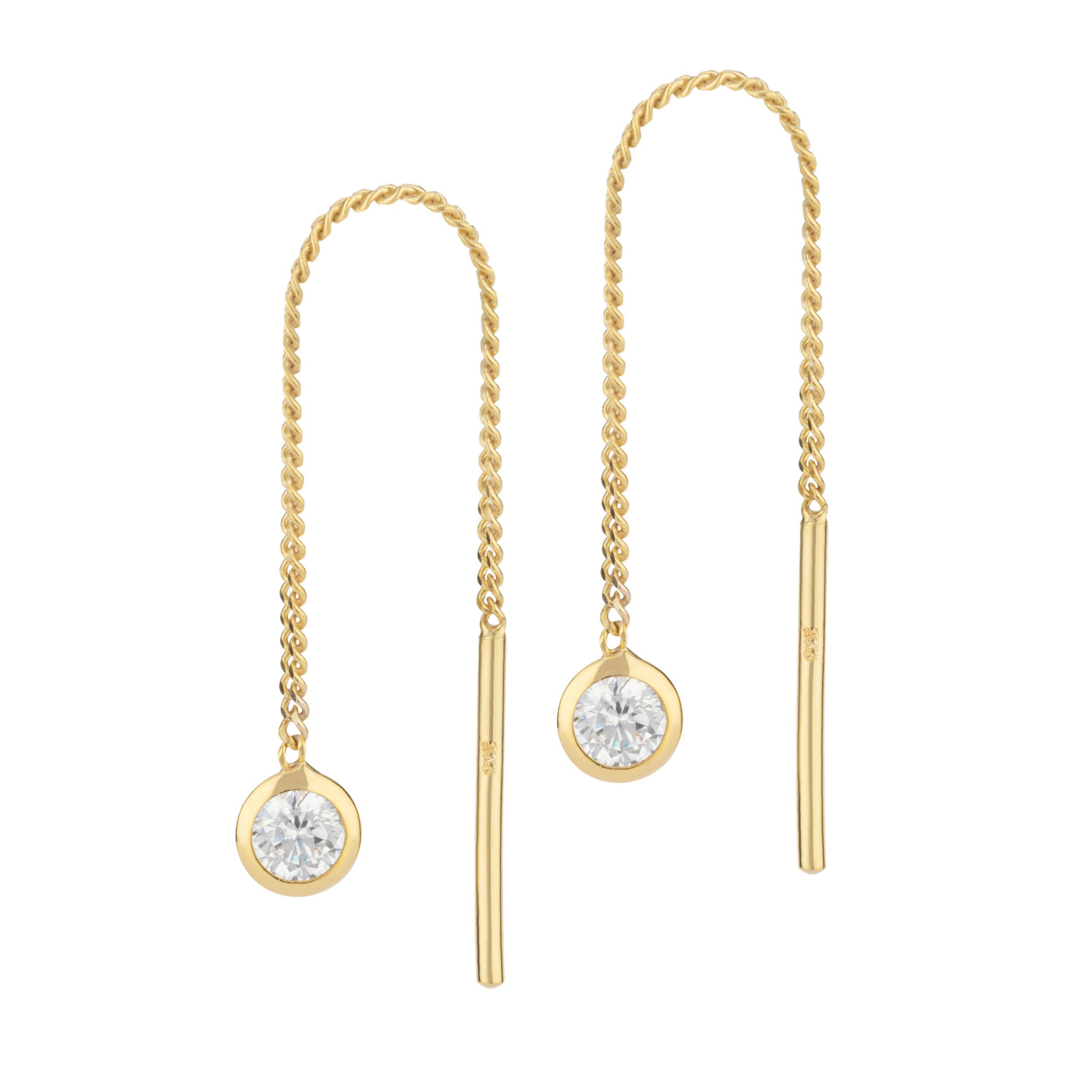 Paar Ohrhänger Paar Durchzieher 333 Gold 8 Karat Glanz 5,5cm häng