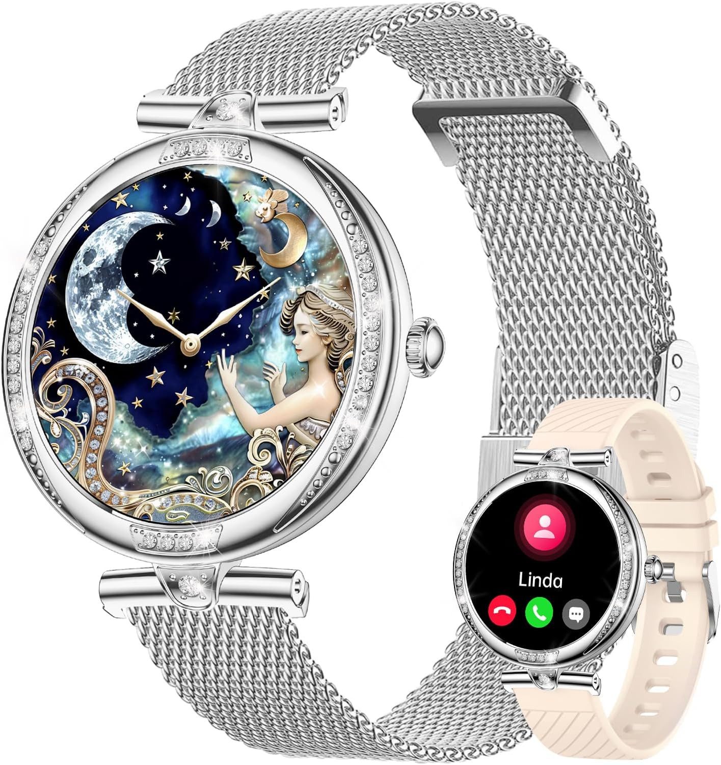 Damen's Telefonfunktion IP68 Wasserdicht Smartwatch