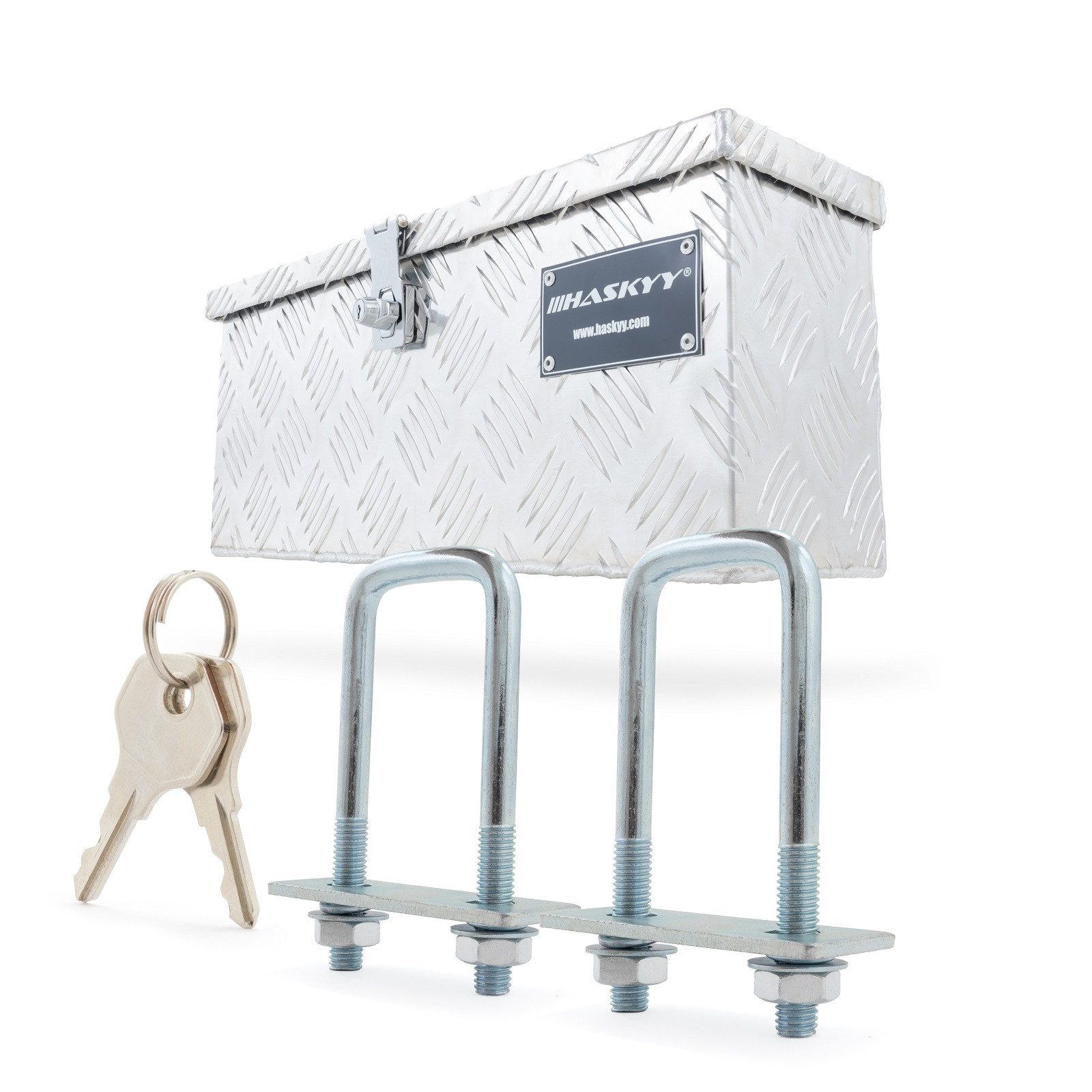 HASKYY Anhänger-Deichselbox Aluminium Transportbox Deichselbox für Anhänger 485x140x200 mm Alukoff