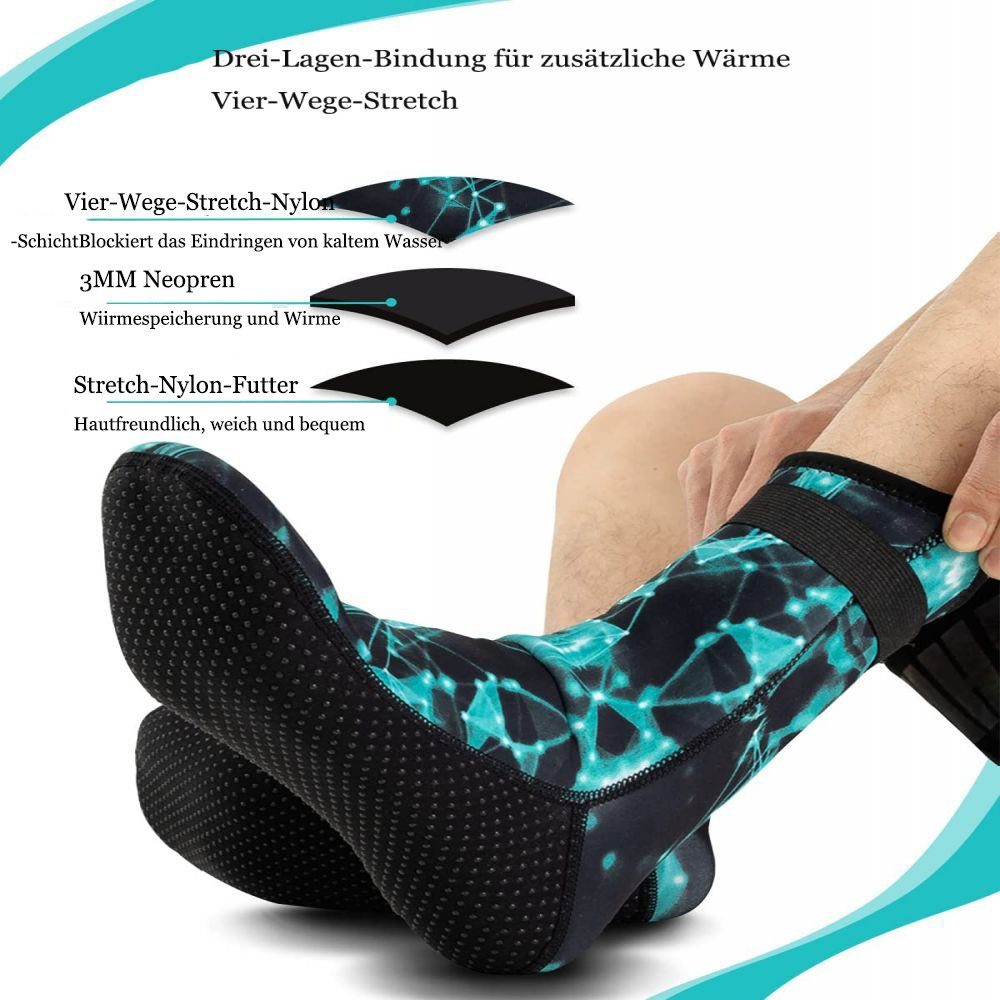 GelldG Neoprensocken 3mm Neopren Socken blau Damen Neopren und Herren, für Warm Socken Halten