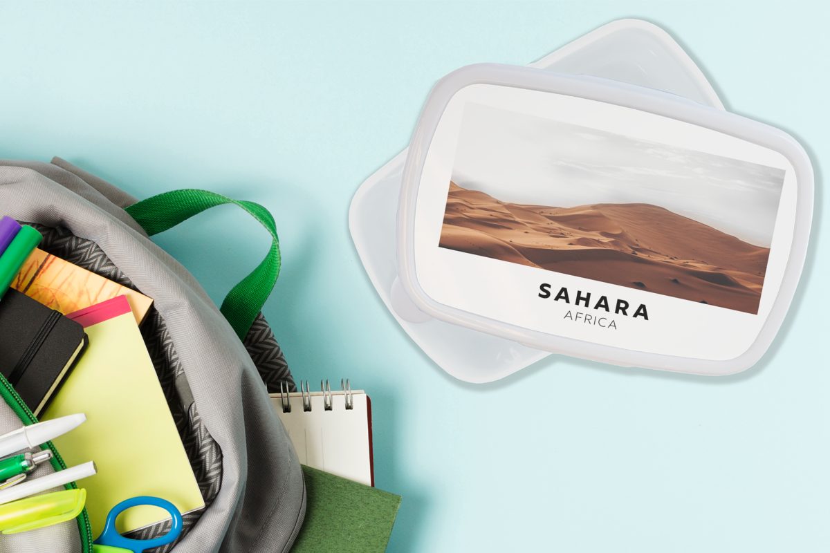MuchoWow Lunchbox Afrika - und Brotbox Kinder Brotdose, für und Erwachsene, Sand weiß Jungs für Mädchen - Kunststoff, (2-tlg), Natur