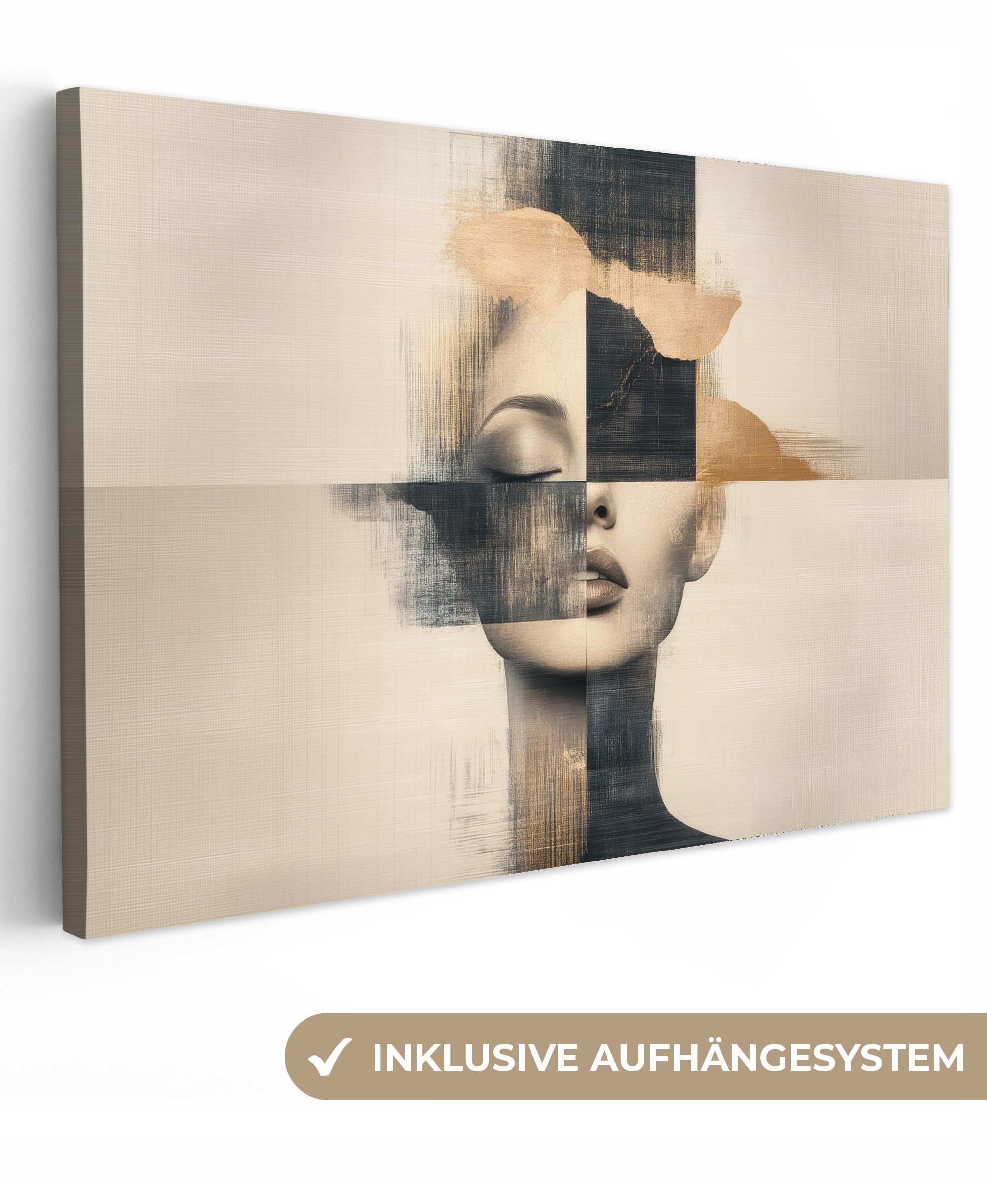 OneMillionCanvasses® Leinwandbild Gold - Frau - Rechtecke, Fotodruck (1 St) günstig online kaufen