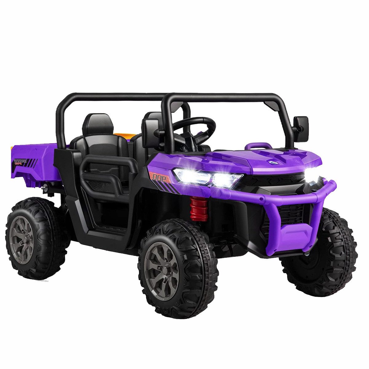 KOMFOTTEU Elektro-Kinderauto 2-Sitzer, mit Slow-Start-Funktion & Sicherheitsgurt