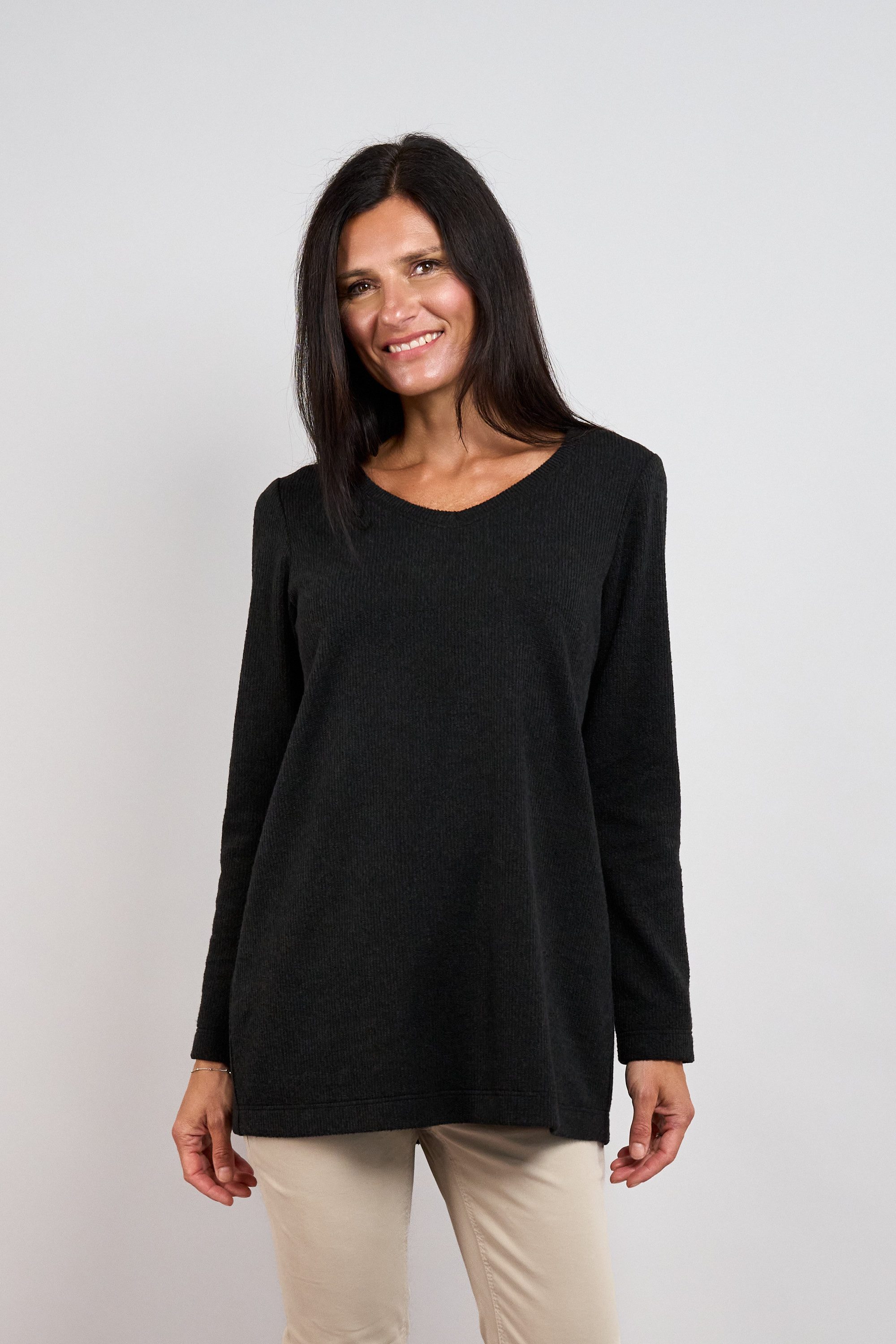 Seidel Moden Strickpullover mir gerundetem V-Ausschnitt / MADE IN GERMANY