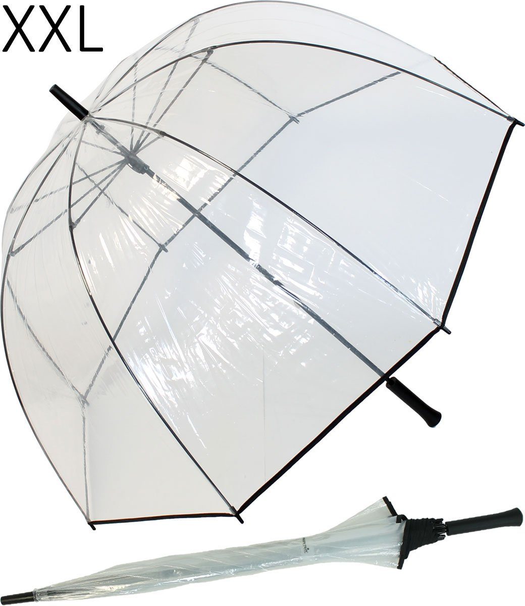 HAPPY RAIN Golfregenschirm XXL Glockenschirm transparent sehr groß, durchsichtig - schützt die Frisur