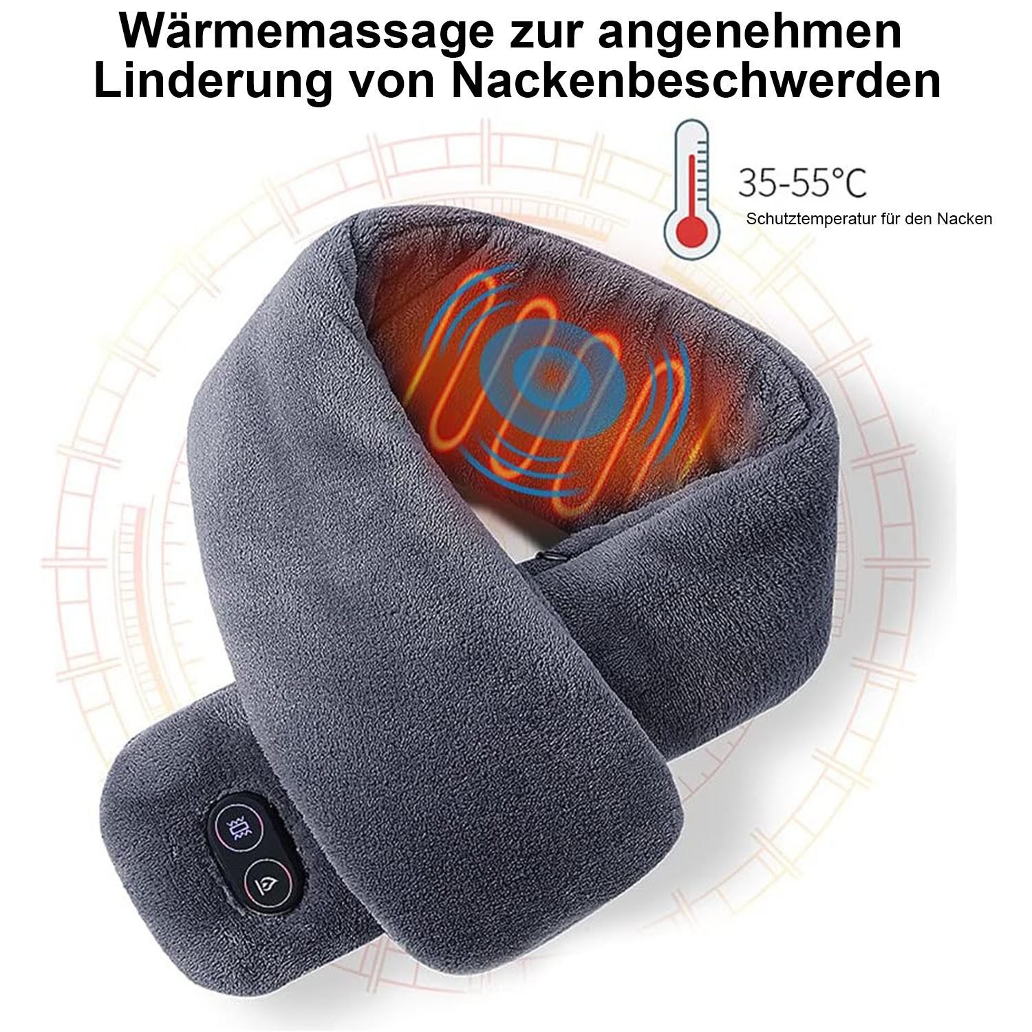 AIMAX Heizkissen Beheizbarer Schal Elektrisch 3 Wärmestufen USB-betriebener Heizschal, Für Skifahren Camping Pendeln Radfahren Reisen Jugendliche Erwachsene