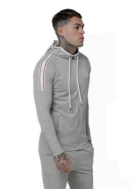 Siksilk Hoodie SikSilk Sweater Herren SPORTS ELASTICATED ZIP THROUGH HOODIE SS-14851 Grey Marl