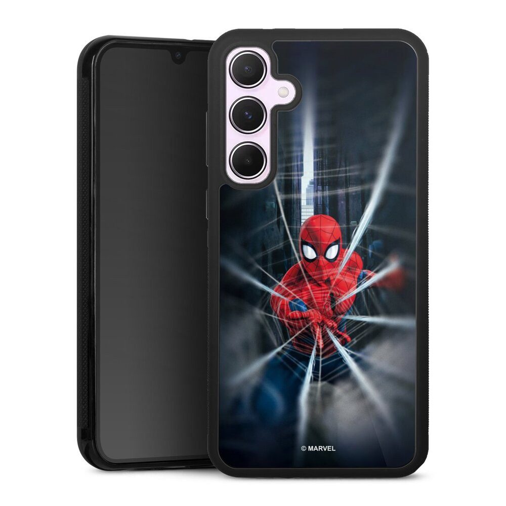 DeinDesign Handyhülle Marvel Spider-Man Kinofilm Spider-Man Webs In Action, Samsung Galaxy A55 5G Gallery Case Glas Hülle