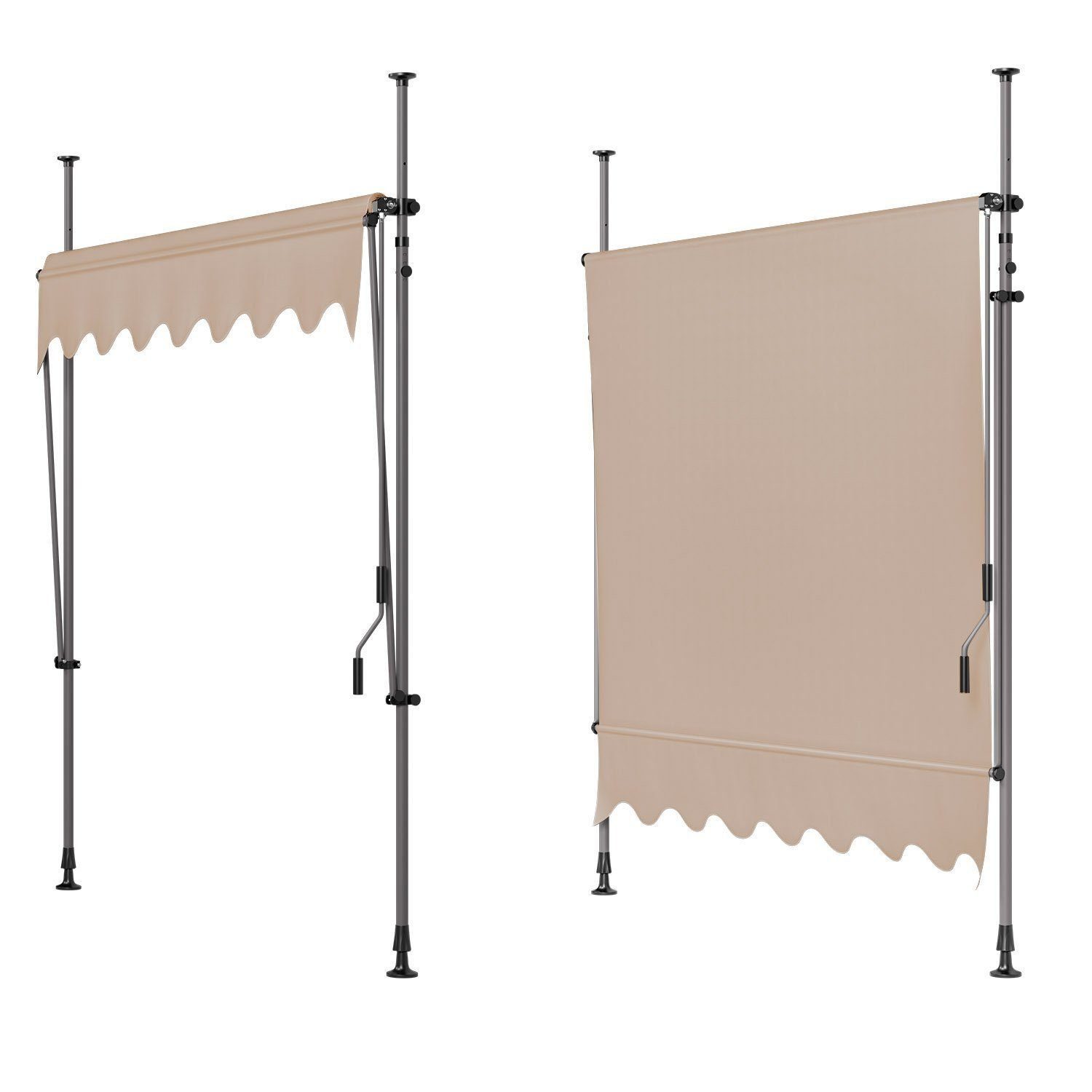 TLGREEN Klemmmarkise,Balkonmarkise,Sonnenschutz mit Handkurbel, (Wasserdicht UV-beständig Höhenverstellbar) UV-Beständig,Höhenverstellbar