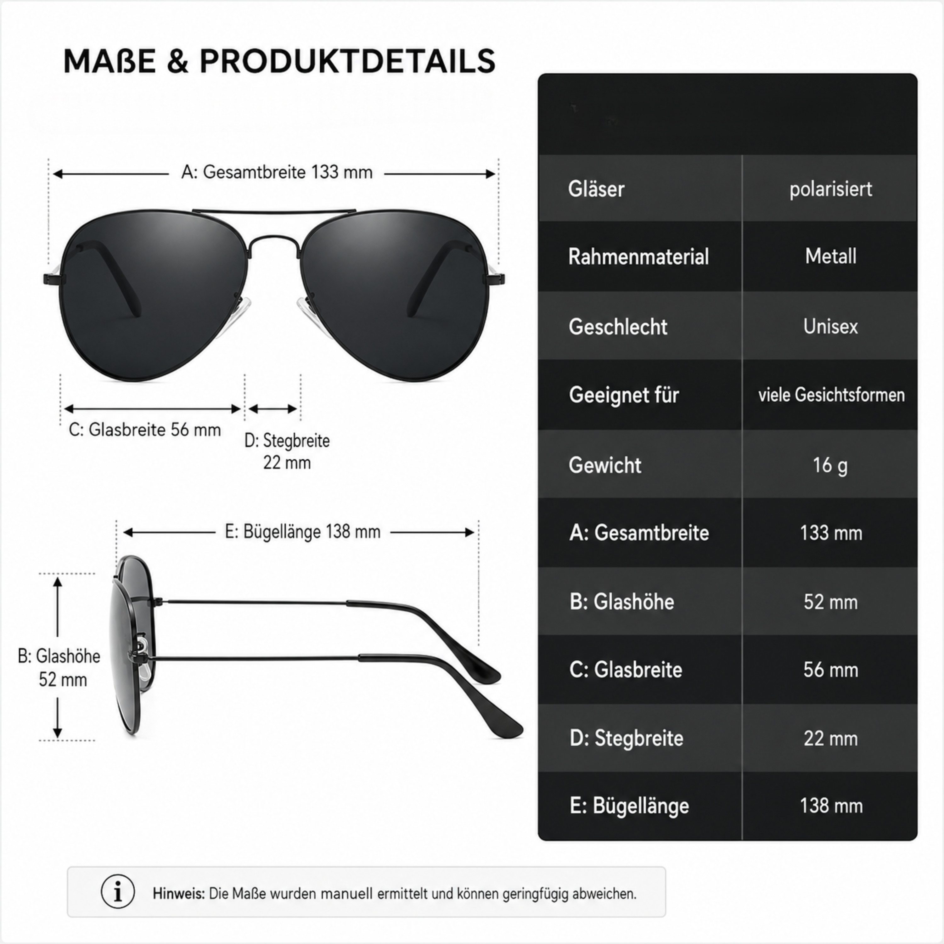 StellarLuma Pilotenbrille Sonnenbrille Herrenbrille Damenbrille Pilotenbrille UV400 polarisiert (Aviator Brille) Polarisiert Pilotenbrille, UV400-Schutz und lei – Bild 4 von 5