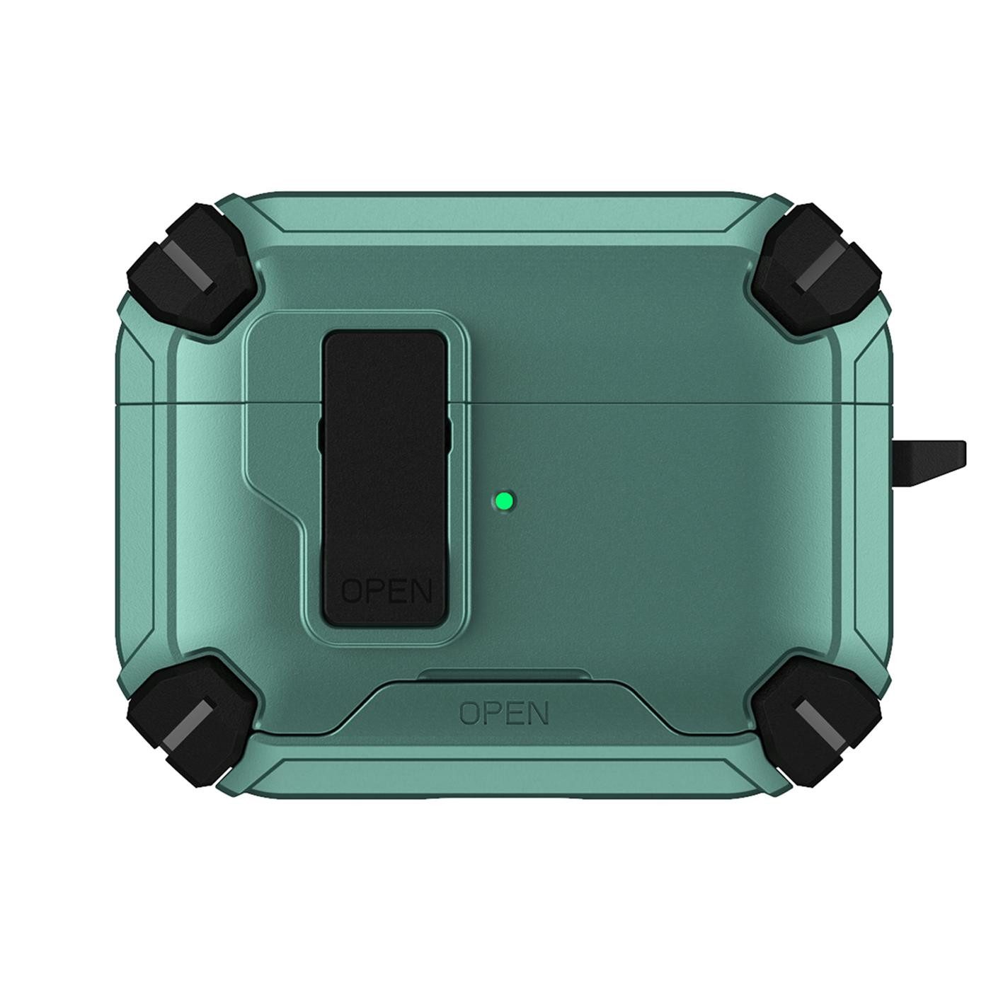 CoolGadget Kopfhörer-Schutzhülle Defender Hülle für Apple AirPods 4 magnetisch mit Karabiner, 360° Full-Body Case Schutzhülle Handy Standfunktion magnetisch lad – Bild 2 von 5