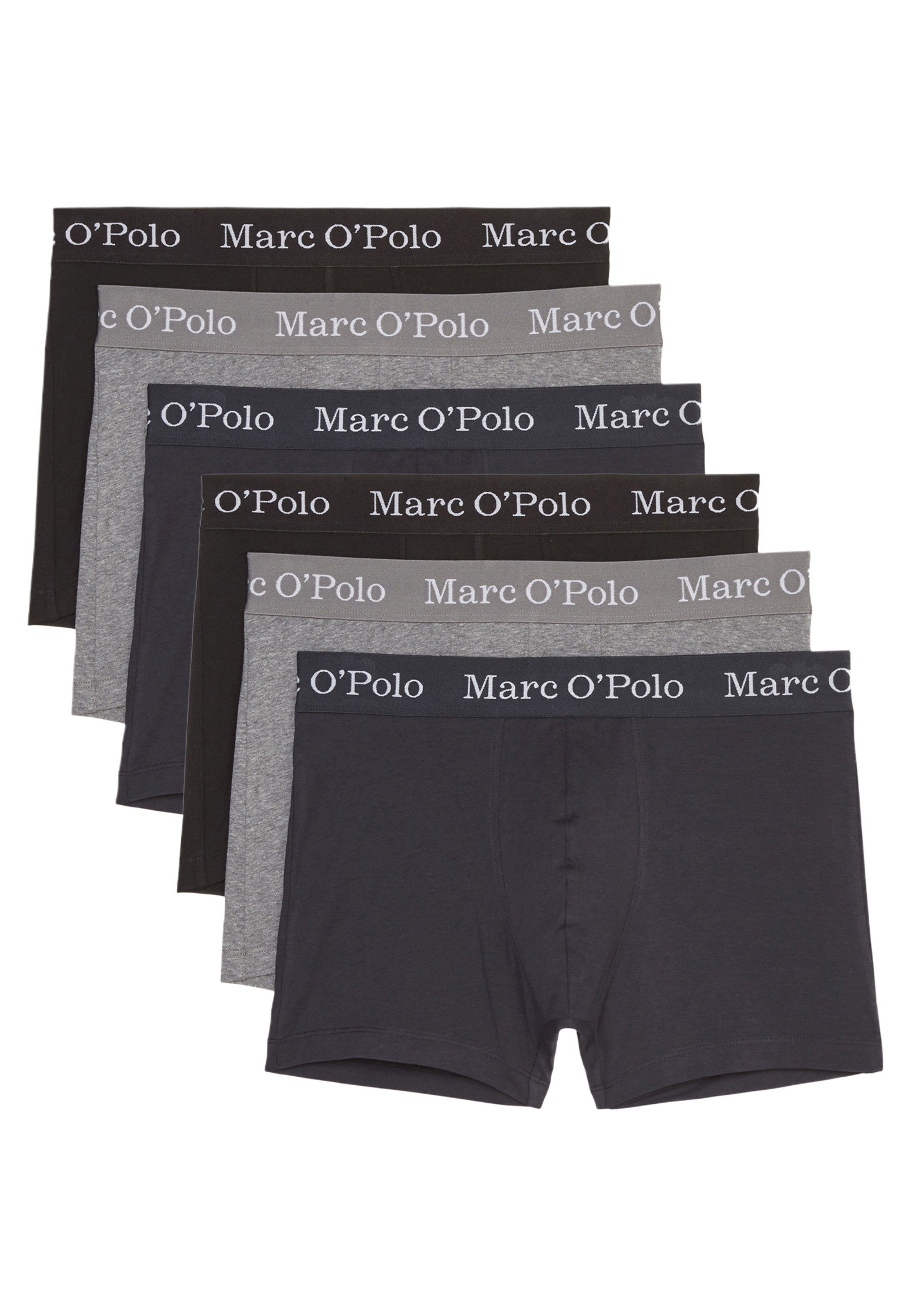 Ohne Black/Navy/Grey Pant Melange Boxer Elements 6er - Retro Marc (Spar-Set, / Organic 6-St) - Pack Baumwolle O'Polo Long Eingriff Short - Cotton