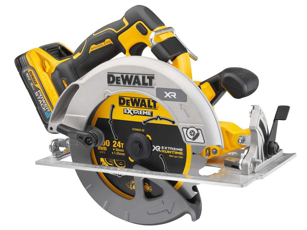 DeWalt Akku-Handkreissäge 18V/5Ah, Akku-Komplettset, Mit 2 Akkus, Ladegerät, Zubehör und TSTAK-Systemkoffer, mit 67 mm Schnitttiefe und 2x 5 Ah POWERSTACK Akkus