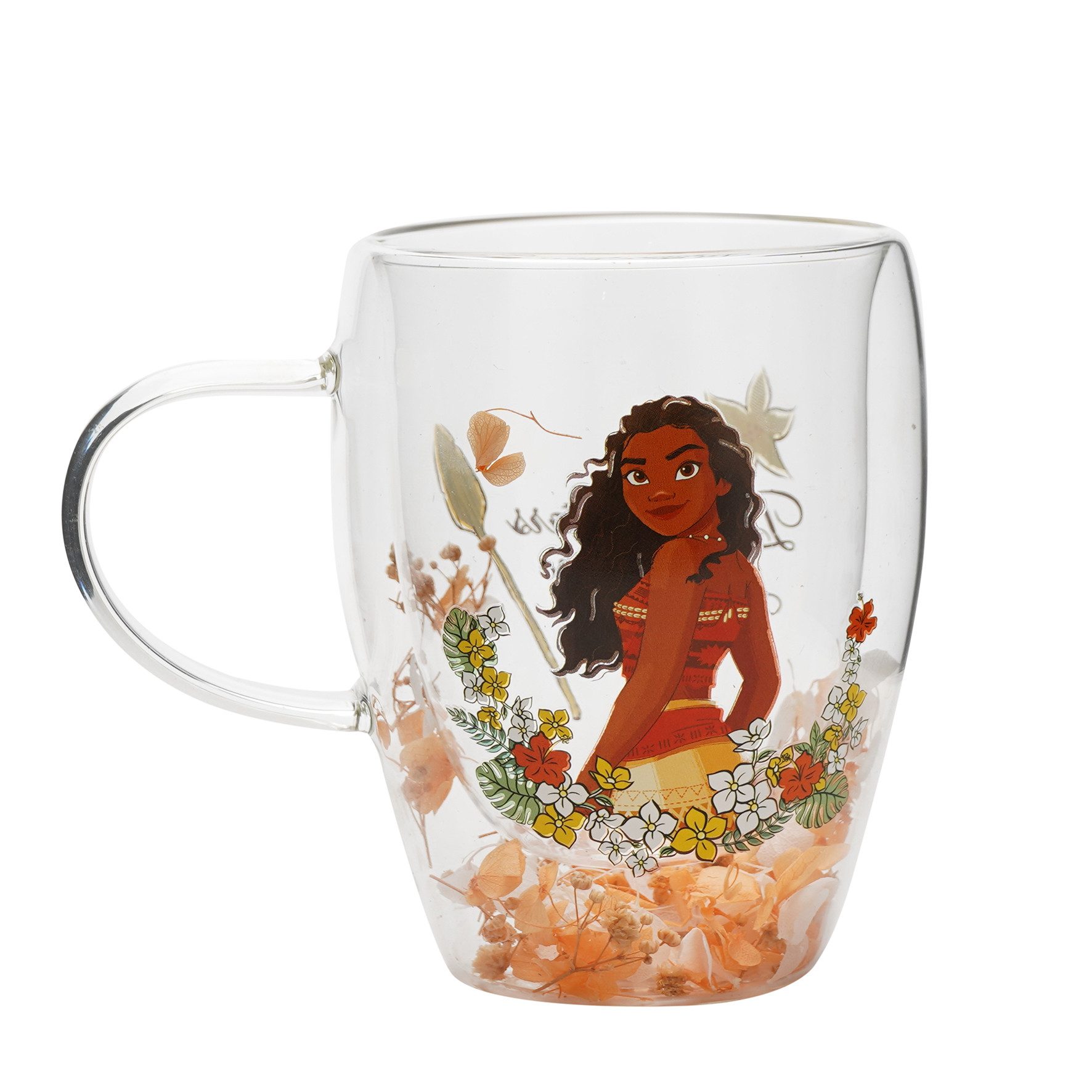 Tasse Prinzessinnen Blumendesign - Vaiana - Teeglas