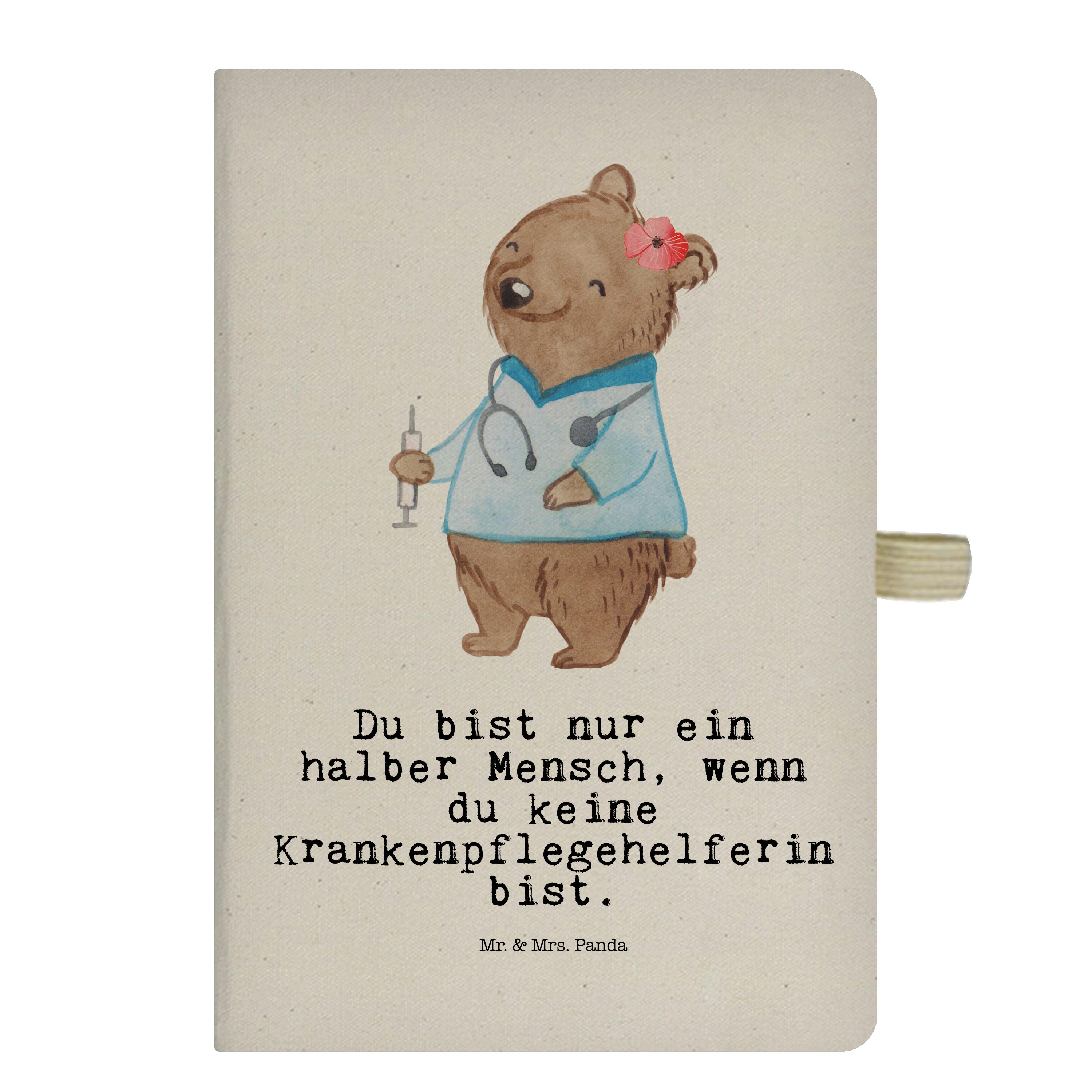 Mr. & Mrs. Panda Notizbuch Krankenpflegehelferin mit Herz - Transparent - Geschenk, Ausbildung, Mr. & Mrs. Panda