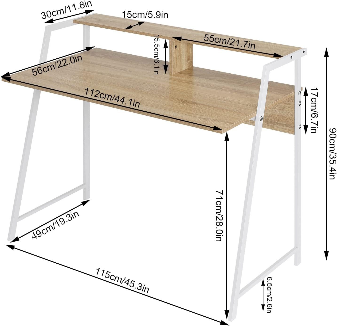 Woltu Schreibtisch (1-St), Schreibtisch in Computertisch Eiche Ablage mit