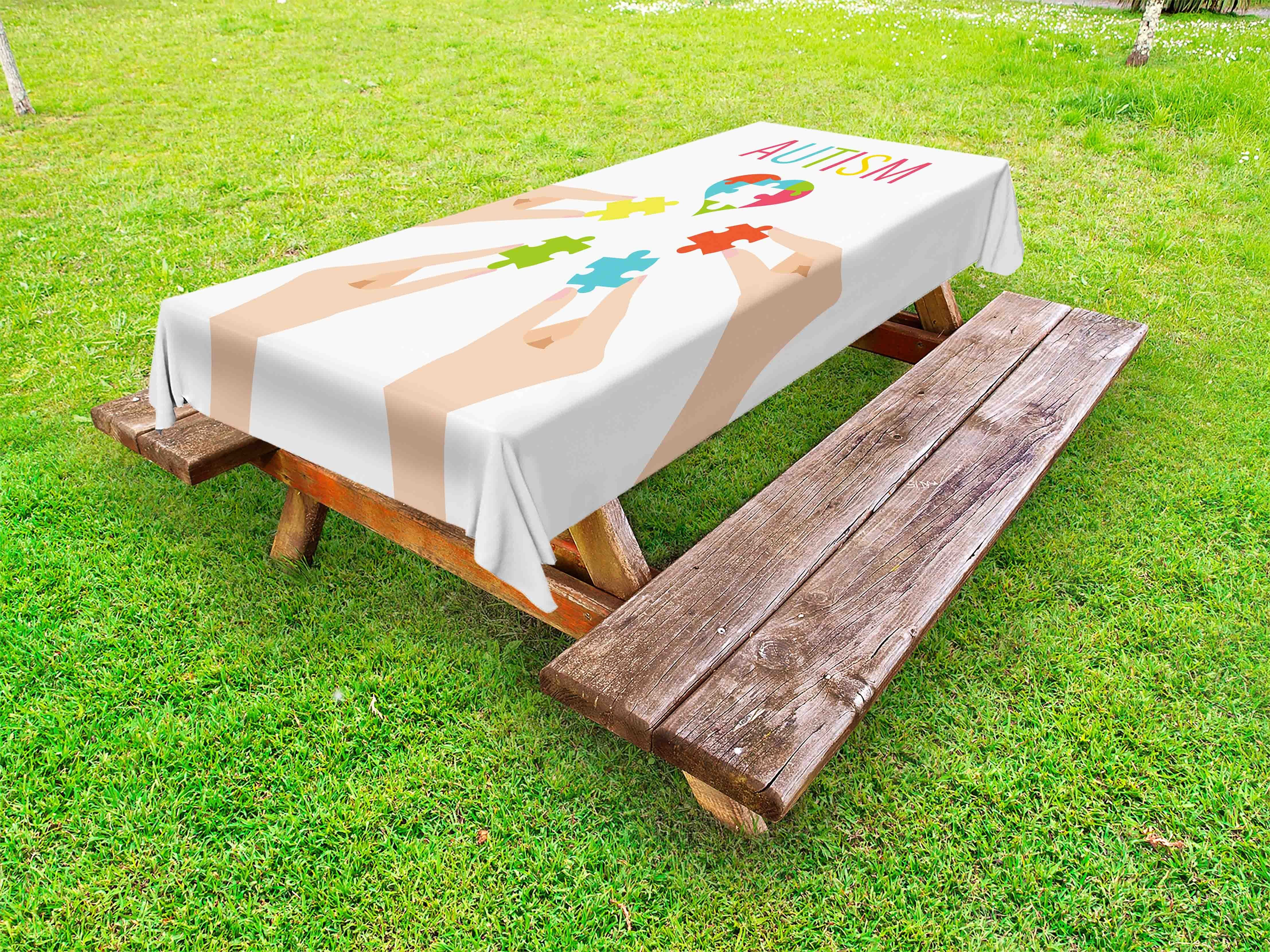 Abakuhaus Tischdecke dekorative waschbare Picknick-Tischdecke, Autismus Awareness-Konzept in der Union