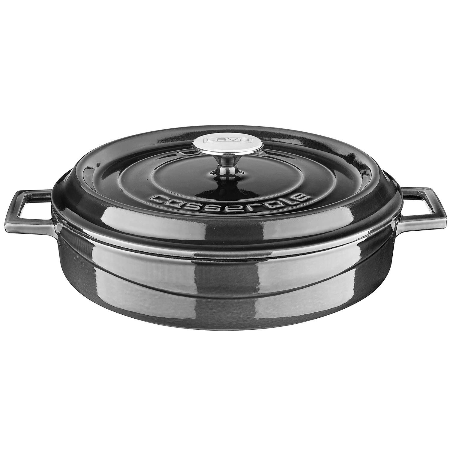 LAVA Topf-Set LAVA Emaillierter Gusseisen-Schmortopf mit Deckel, Ø 28 cm, 3,51 Liter, Gusseisen (2-tlg), emailliertes Gusseisen, backofengeeignet