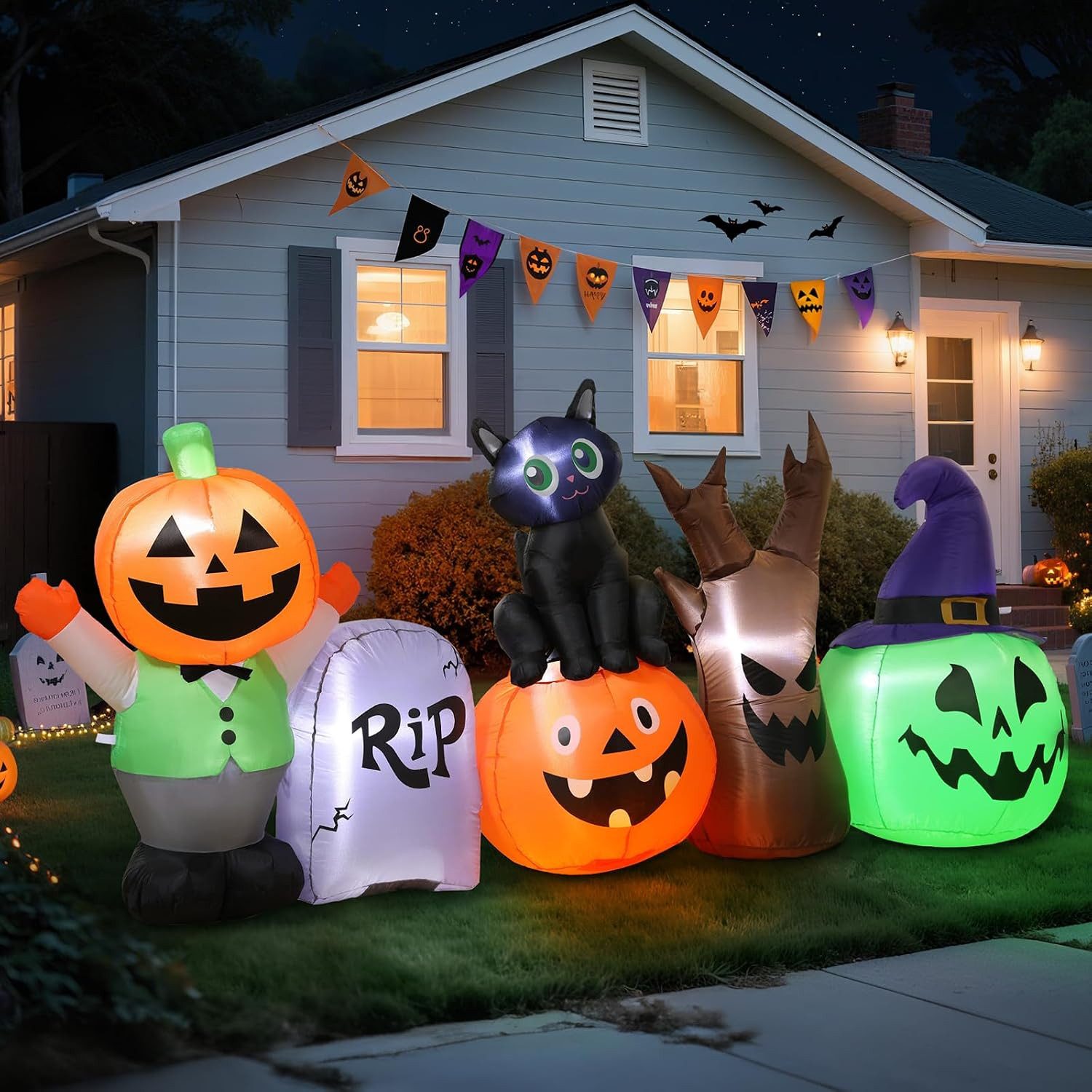 EXTSUD LED-Dekofigur Aufblasbare Halloween Dekoration 250 cm lang mit LED Beleuchtung