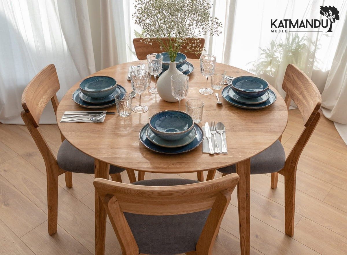 Katmandu Esstisch Orbetello Esstisch rund 90 cm aus massiver Eiche (1 Tisch), 90cm Durchmesser