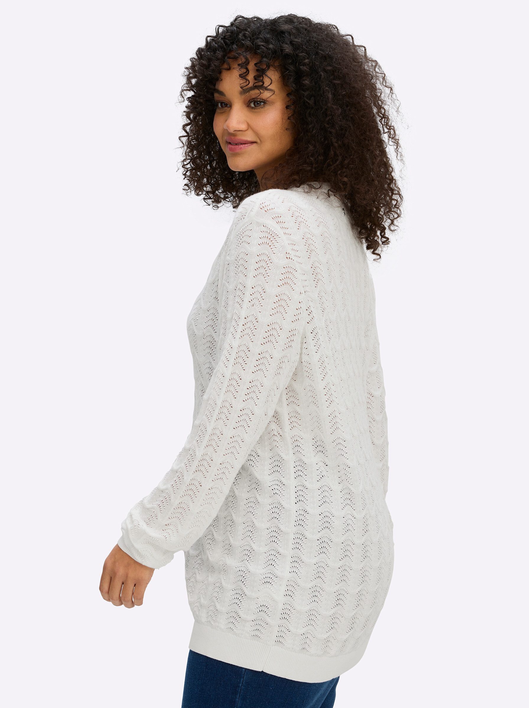 Sheego Strickpullover Pullover Langarm Ajour