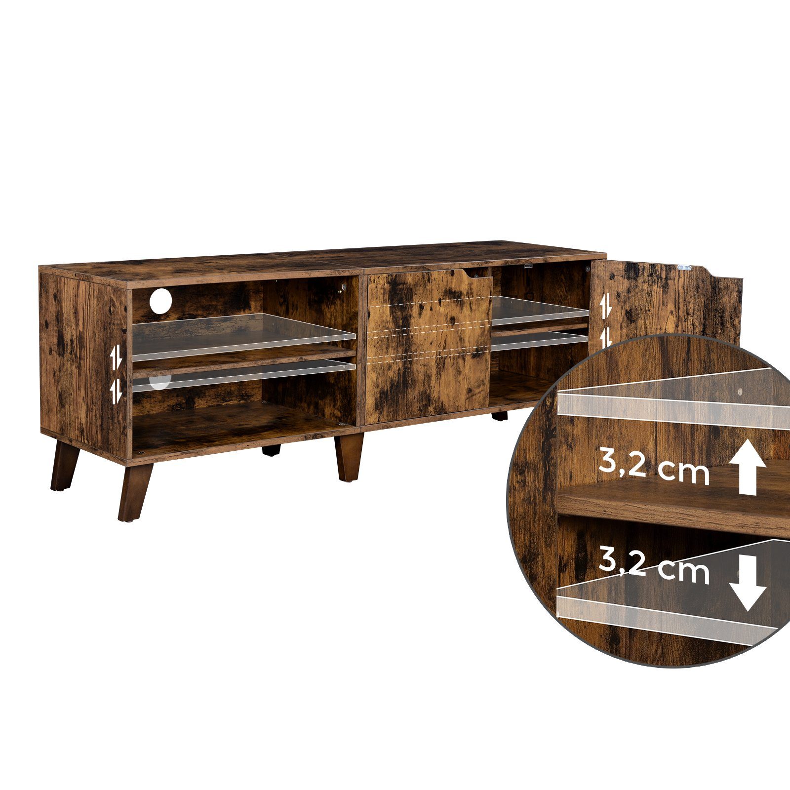 VASAGLE Lowboard TV-Schrank mit 2 Türen, verstellbare Ablagen, Fernseher bis zu 60 Zoll – Bild 3 von 5