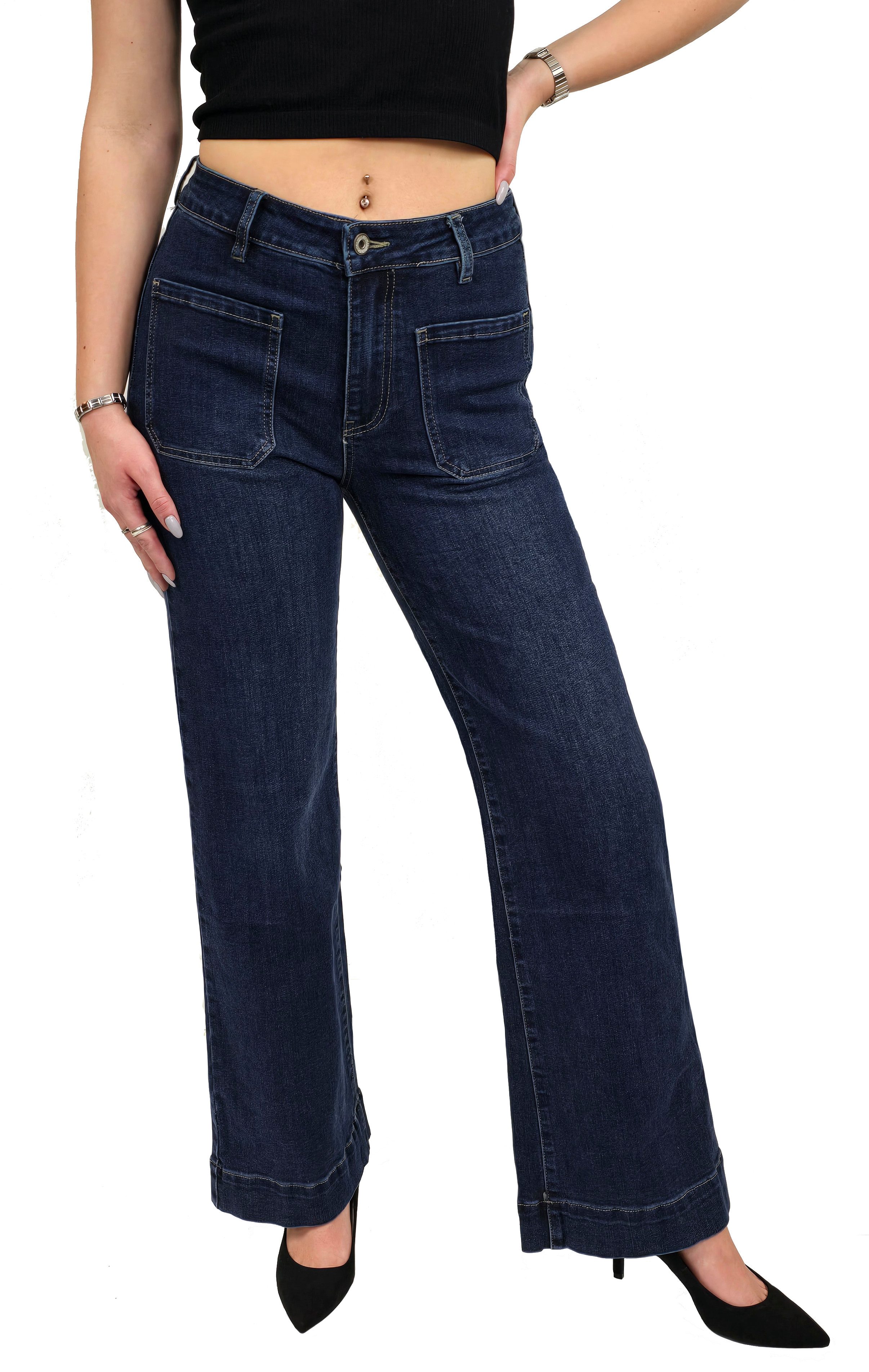 ESViViD High-waist-Jeans Schlaghose High-Waist