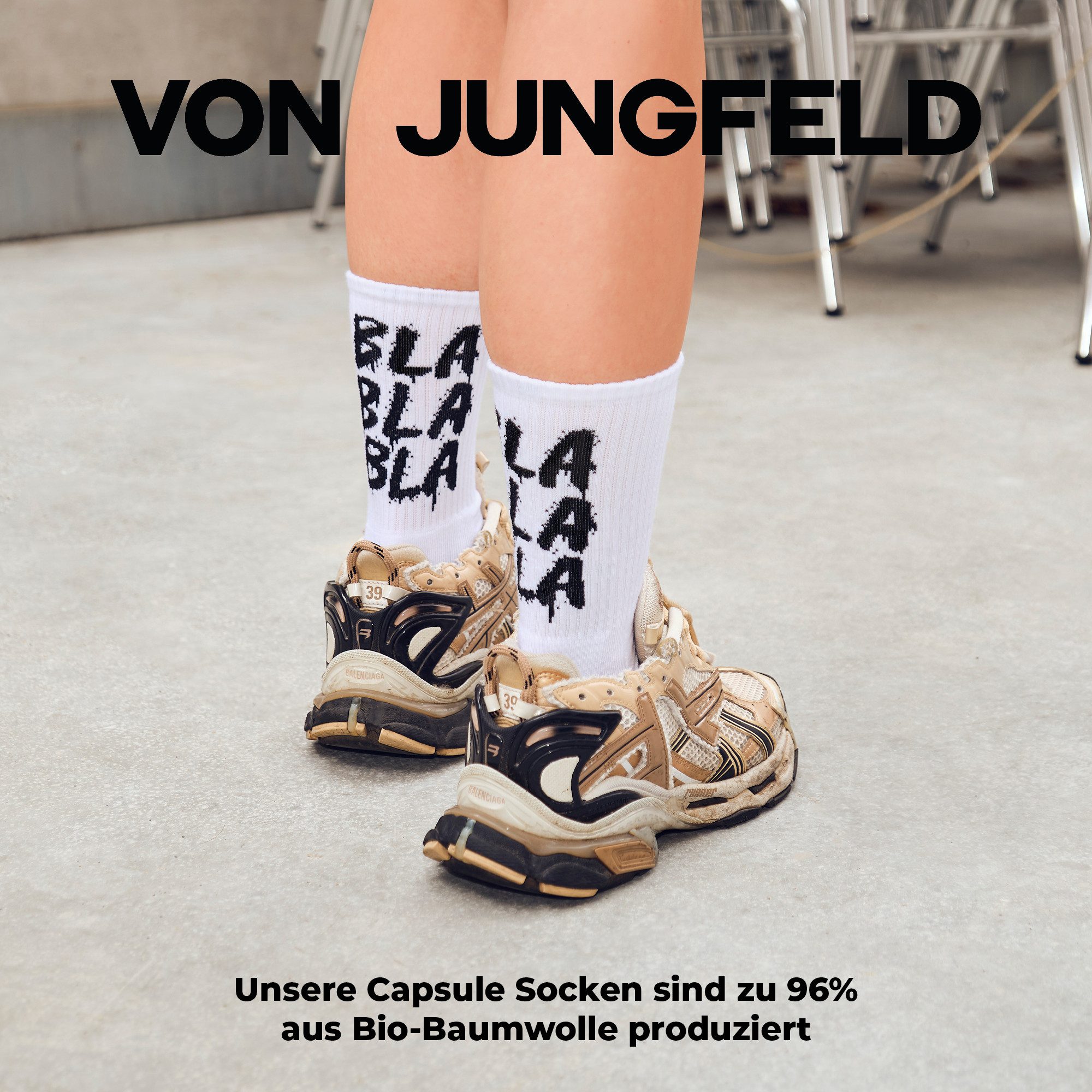 von Jungfeld Tennissocken Blabla Tennis Socken Baumwoll-Mischung 35-46 (2-Paar, 2er-Pack) Sportsocken aus Bio-Baumwolle für Damen & Herren