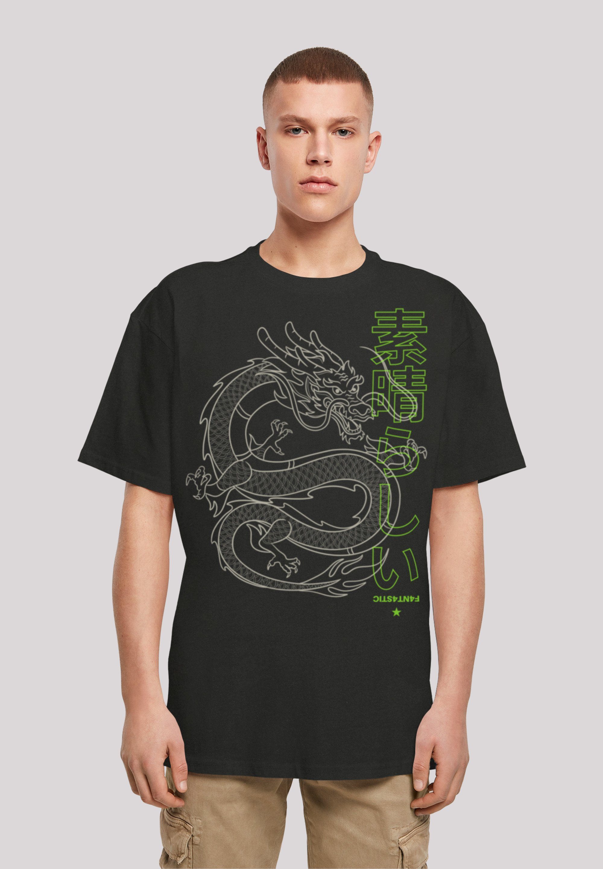 F4NT4STIC T-Shirt Drache Japan Print schwarz