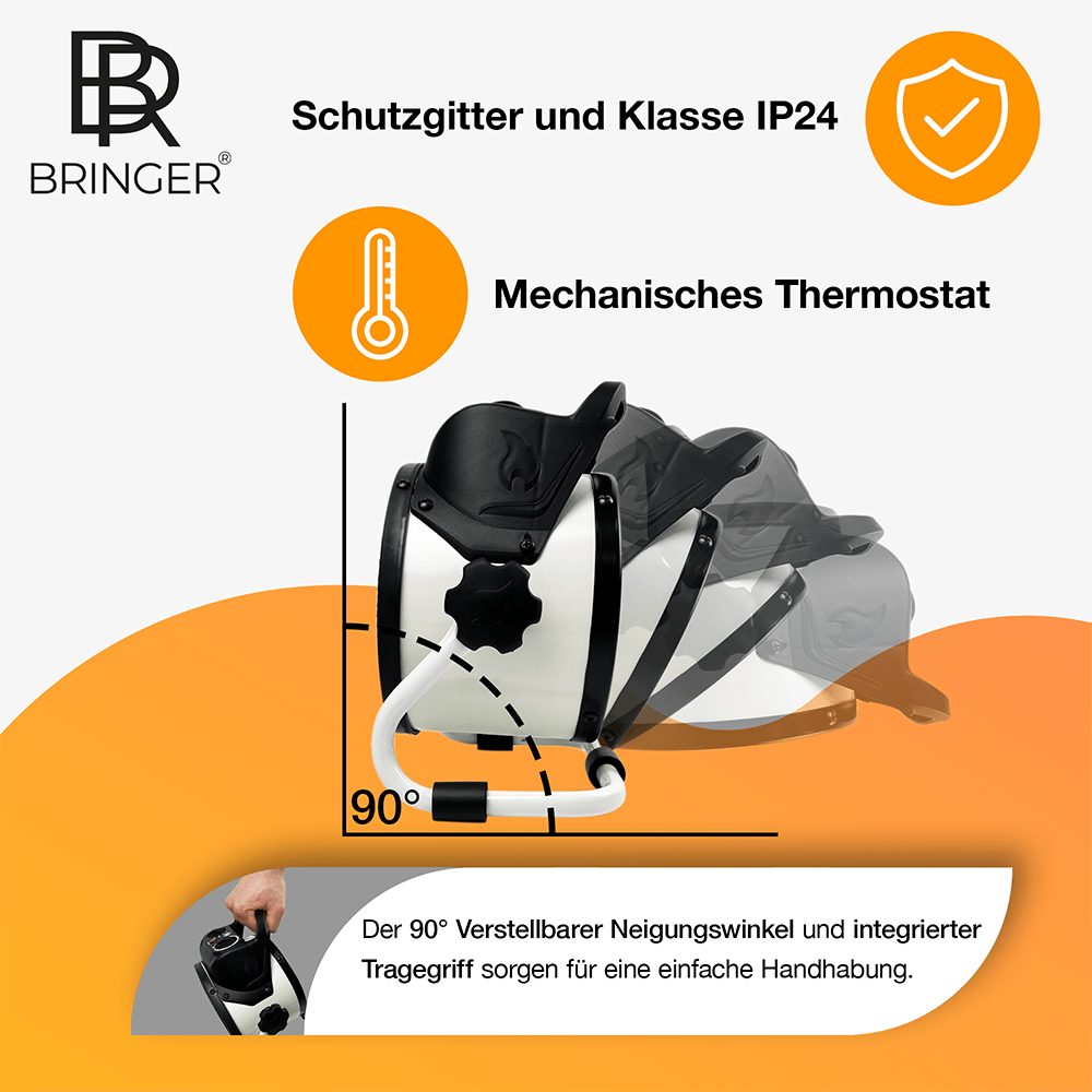 Bringer Keramikheizlüfter BRHL, 2000 W, 3 Stufen, schnelle Wärme, effizient - Elektroheizung