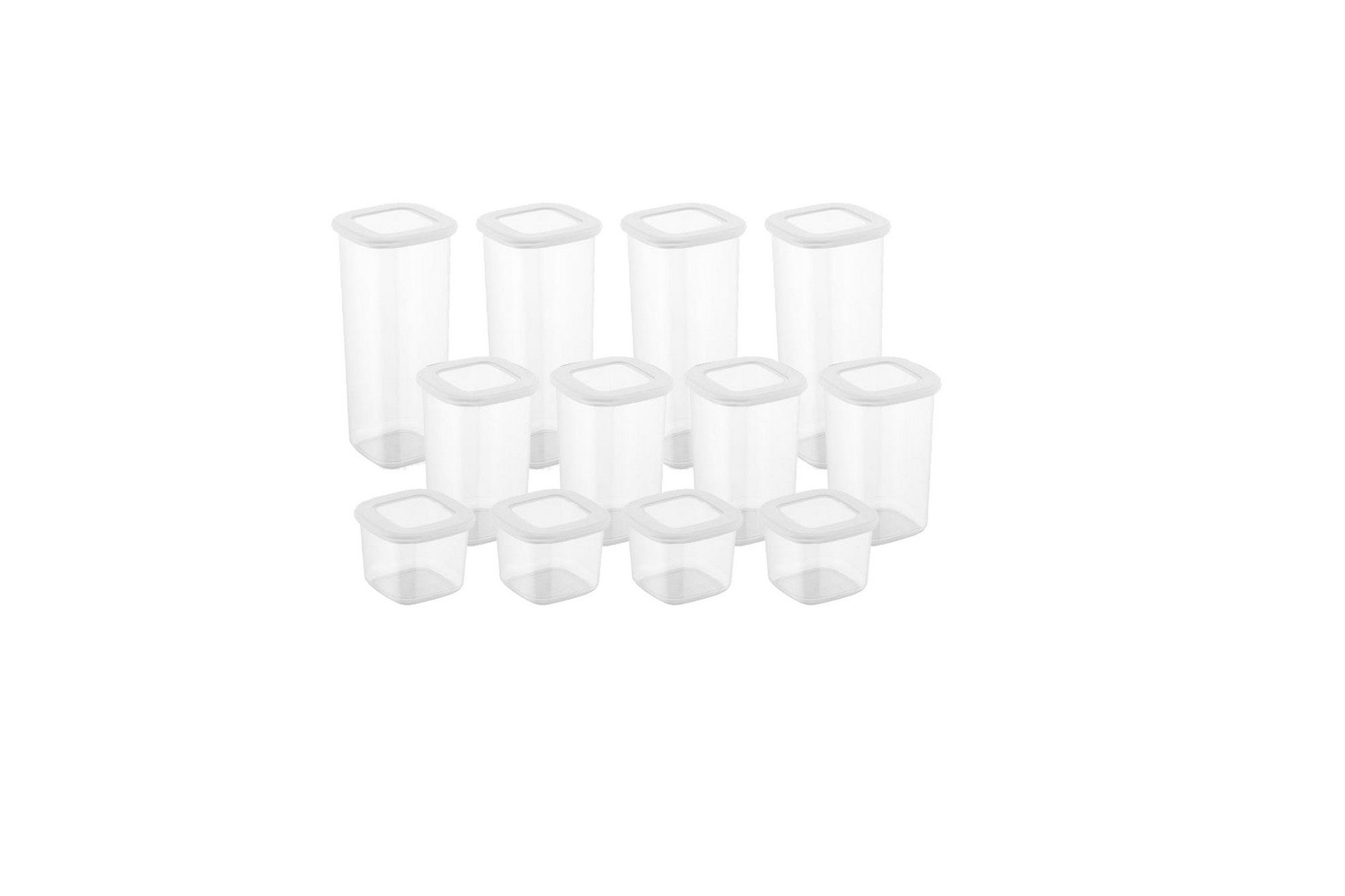 Hermia Concept Vorratsdose 100% PLASTIC, 10 x 10 x 9,5 cm / 500 ml (4 Pieces) M1172, Kunststoff, (12-tlg., 12 Aufbewahrungsboxen-Set), BPA-frei für Sicherheit 500 / 1200 / 1700 ml Aufbewahrungsboxen-Set