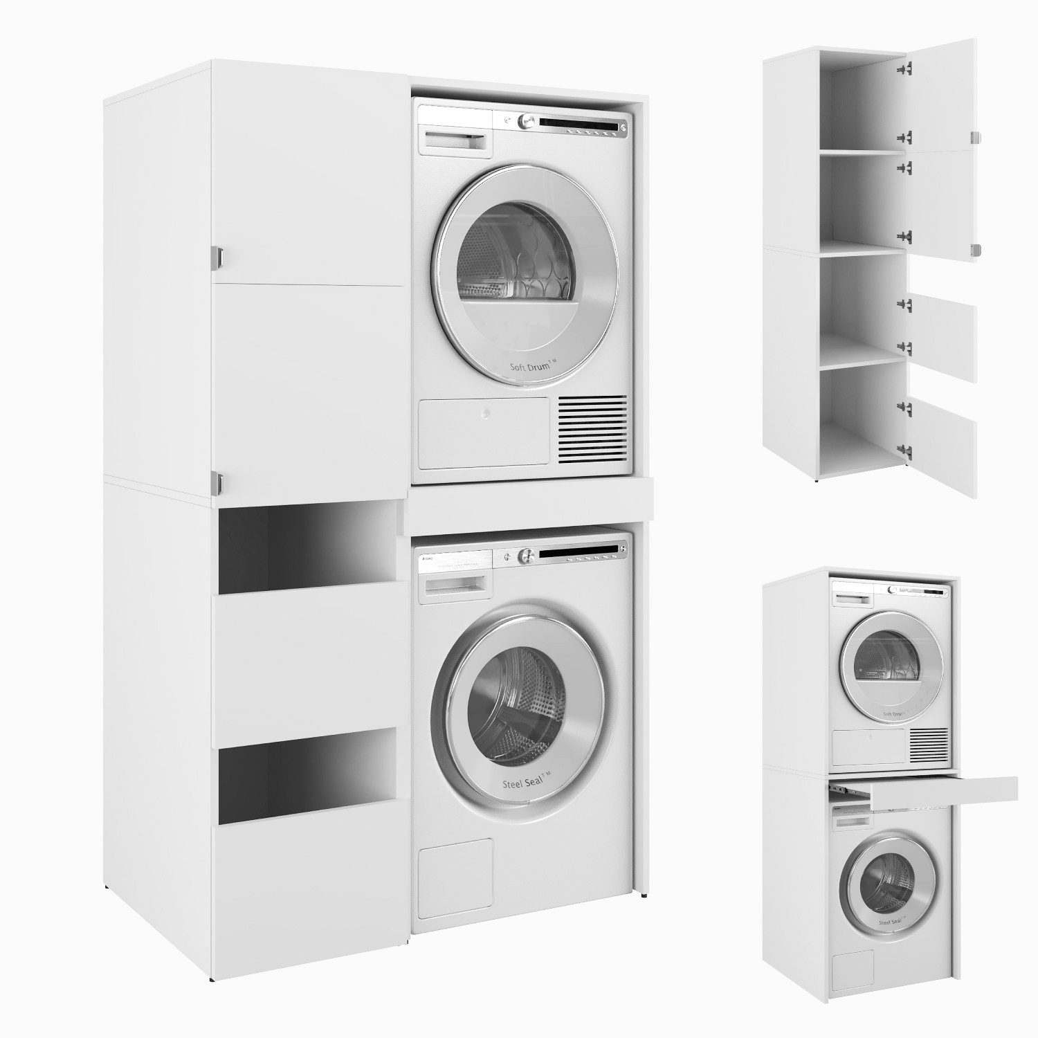 Platan Room Badezimmer-Set Hochschrank Badschrank BEATRICE, Überbauschrank 187 x 65 x 111 cm Badregal Waschmaschinenschrank