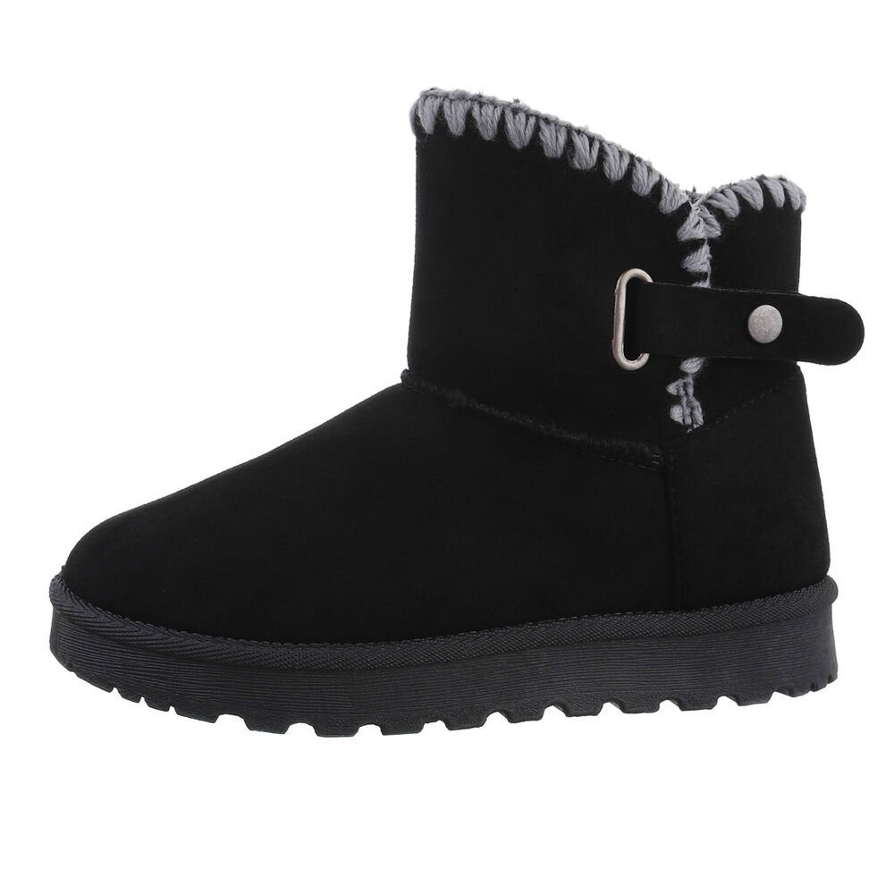 Ital-Design Damen Snowboots Freizeit Snowboots Flach Flache Stiefeletten in Schwarz