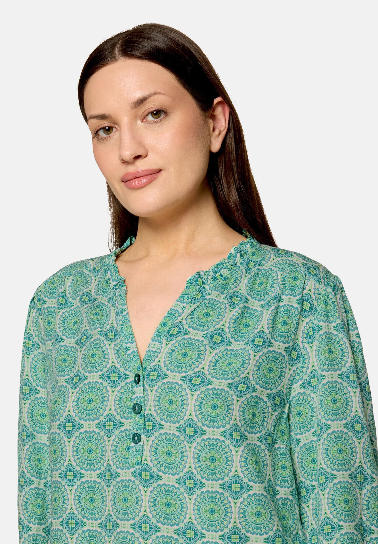 Cartoon Schlupfbluse Damen mit Raffung