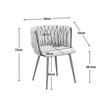 yozhiqu Esszimmersessel 2PC/Set Freizeit Esszimmerstühle Akzent Stuhl Samt Akzent Lounge Stuhl (2-teiliges Set), mit Eisen Metallfüße