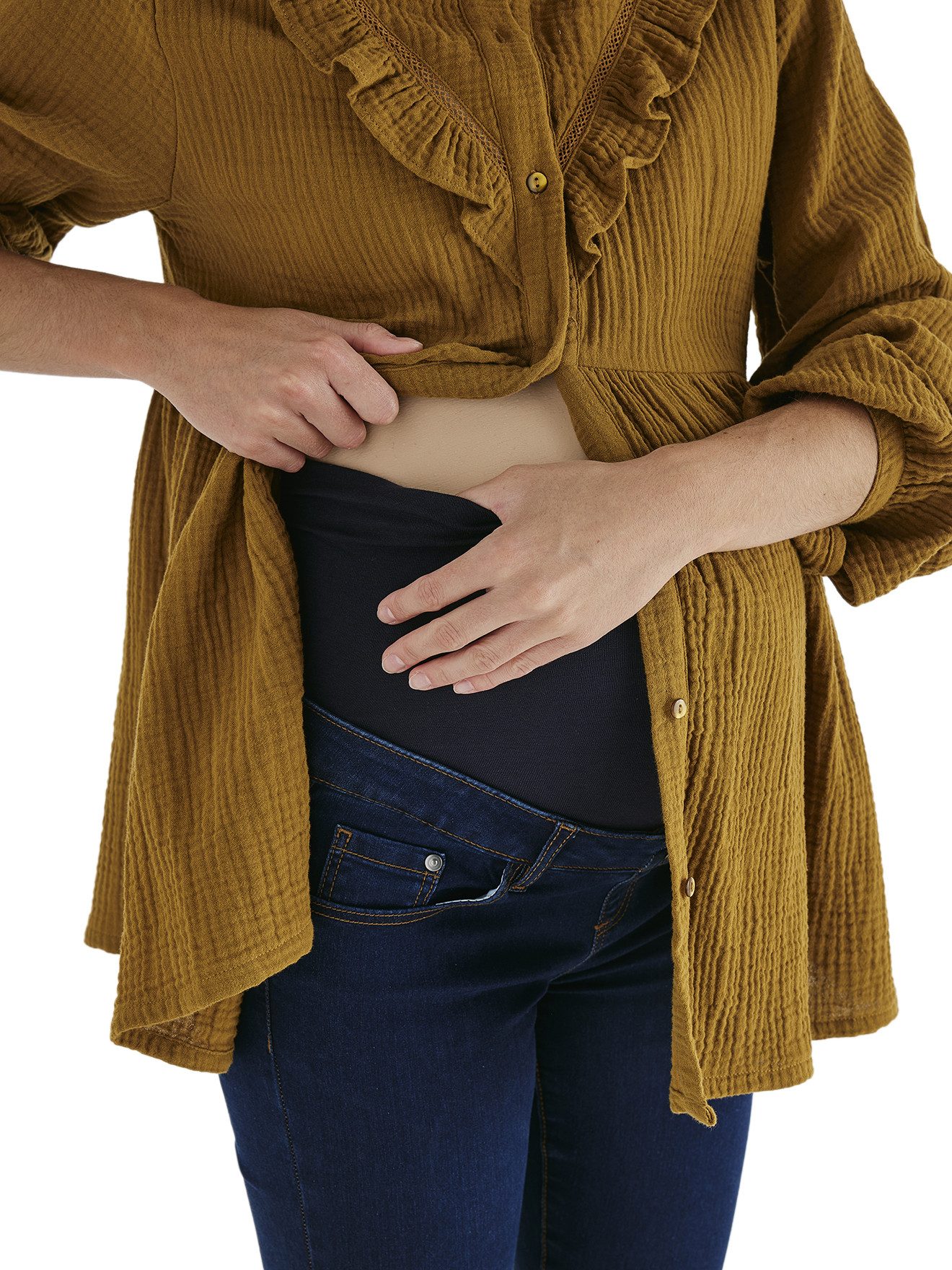 vertbaudet Umstandsjeans Umstands-Jeans mit WATERLESS-Denim, Skinny-Fit Bundweite verstellbar, 2 aufgesetzte Gesäßtaschen