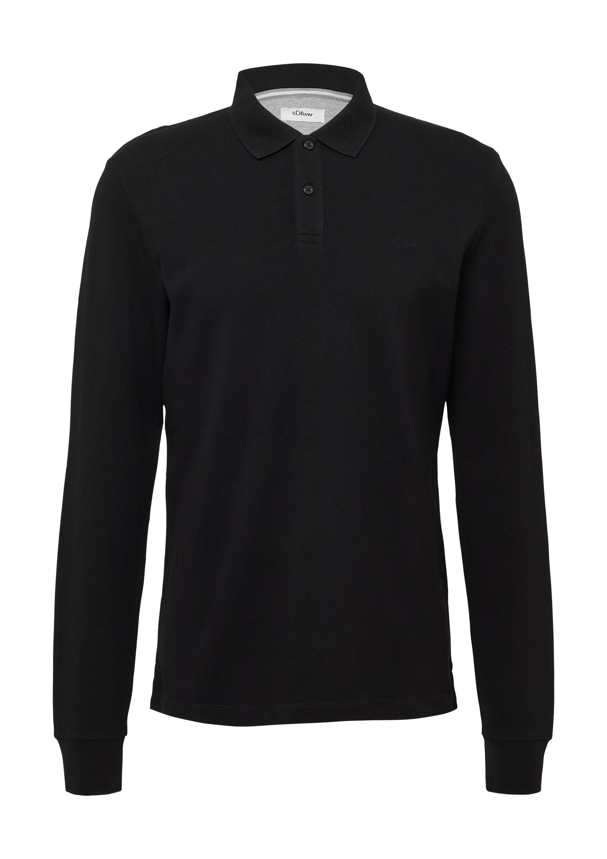 s.Oliver Langarmshirt Polo-Shirt Langarm-Poloshirt aus Baumwoll-Piqué mit B günstig online kaufen