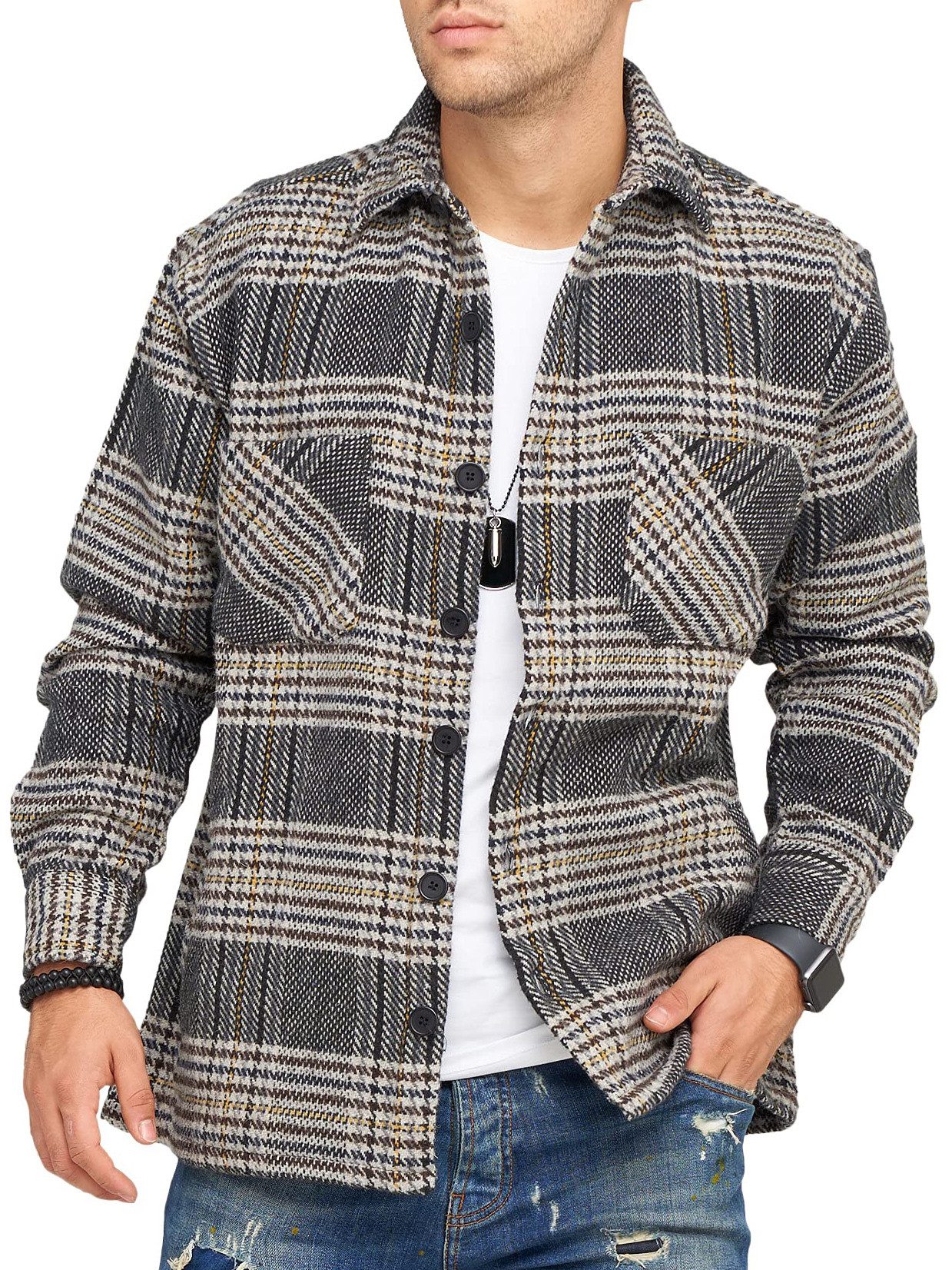 Style-Division Flanellhemd - Overshirt Sweatjacke für Herren Dickes Langarm günstig online kaufen