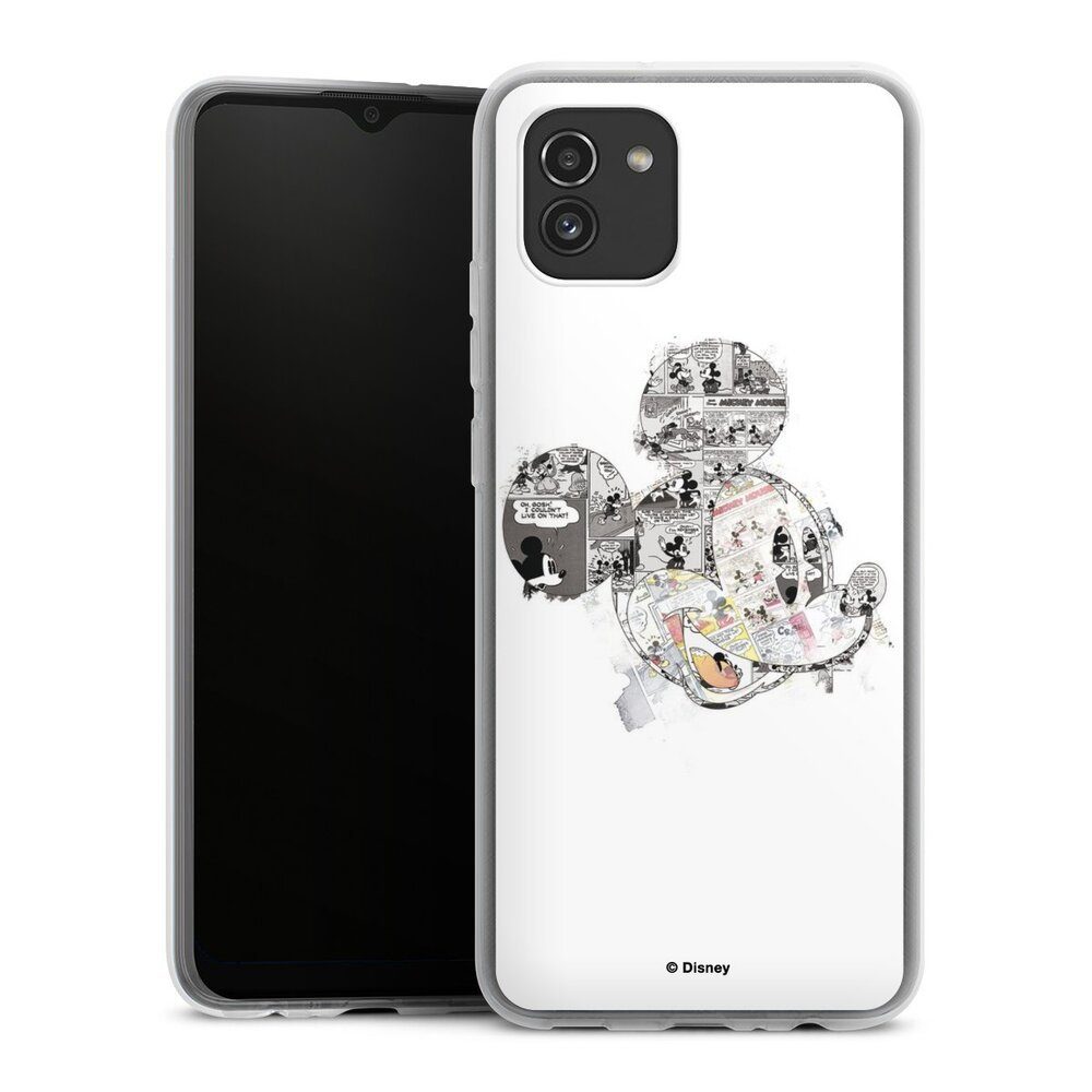 DeinDesign Handyhülle Mickey Mouse Offizielles Lizenzprodukt Disney Mickey Mouse - Collage, Samsung Galaxy A03 Silikon Hülle Bumper Case Handy Schutzhülle