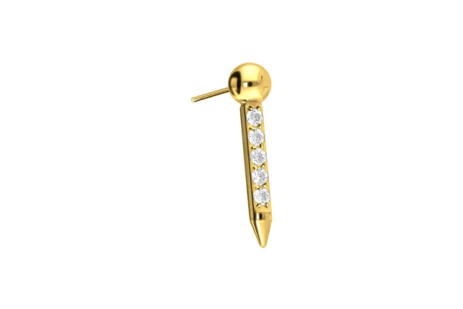 PIERCINGLINE Piercing-Set Titan Aufsatz mit Push Pin NAGEL + EINGEFASSTE KRISTALLE (Push Pins, 1-tlg)